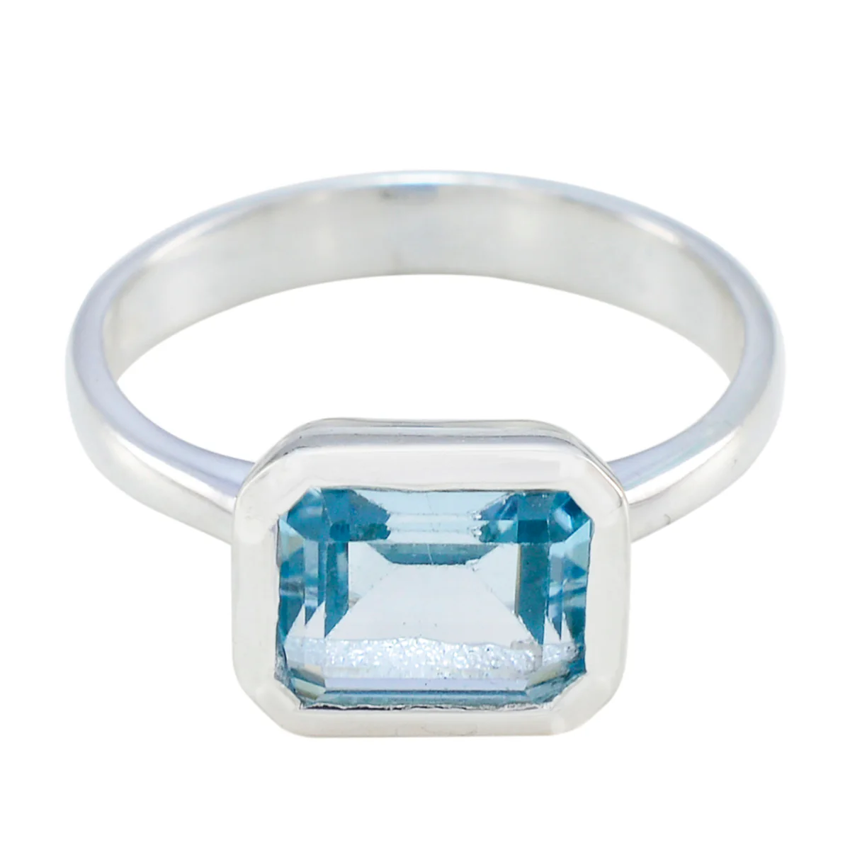 Blue Topaz Solitaire Indian 925 Silver Blue Gemstone Tiny Glamorous Ring Jewellery