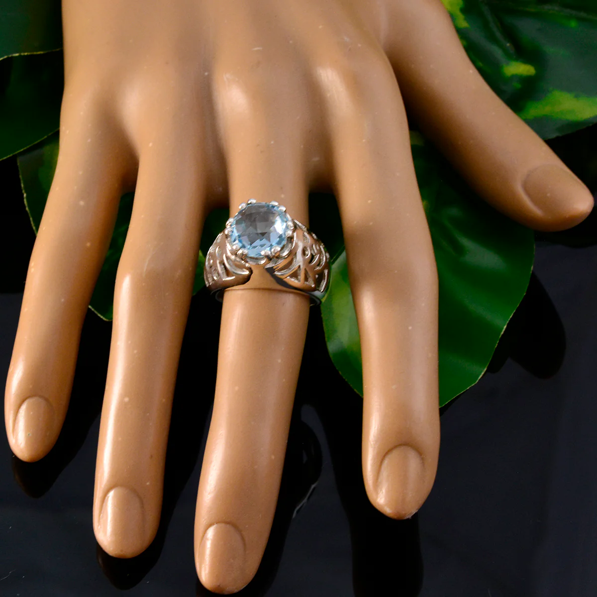 Blue Topaz Solitaire Indian 925 Sterling Silver Blue Gemstone Versatile Contemporary Ring Jewellery - Image 5