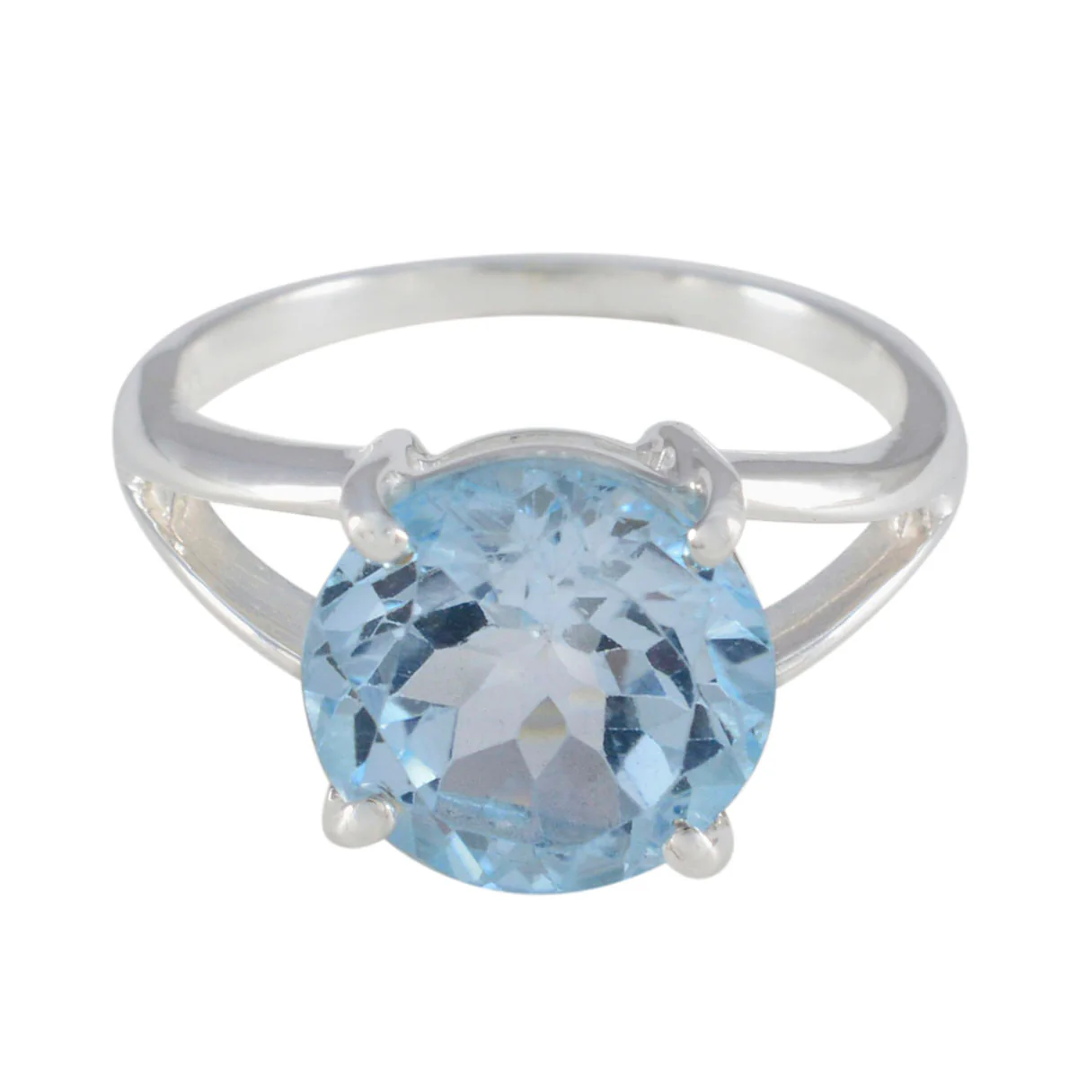 Blue Topaz Solitaire Indian Silver Blue Gemstone Featherlight Fairytale Ring Jewellery