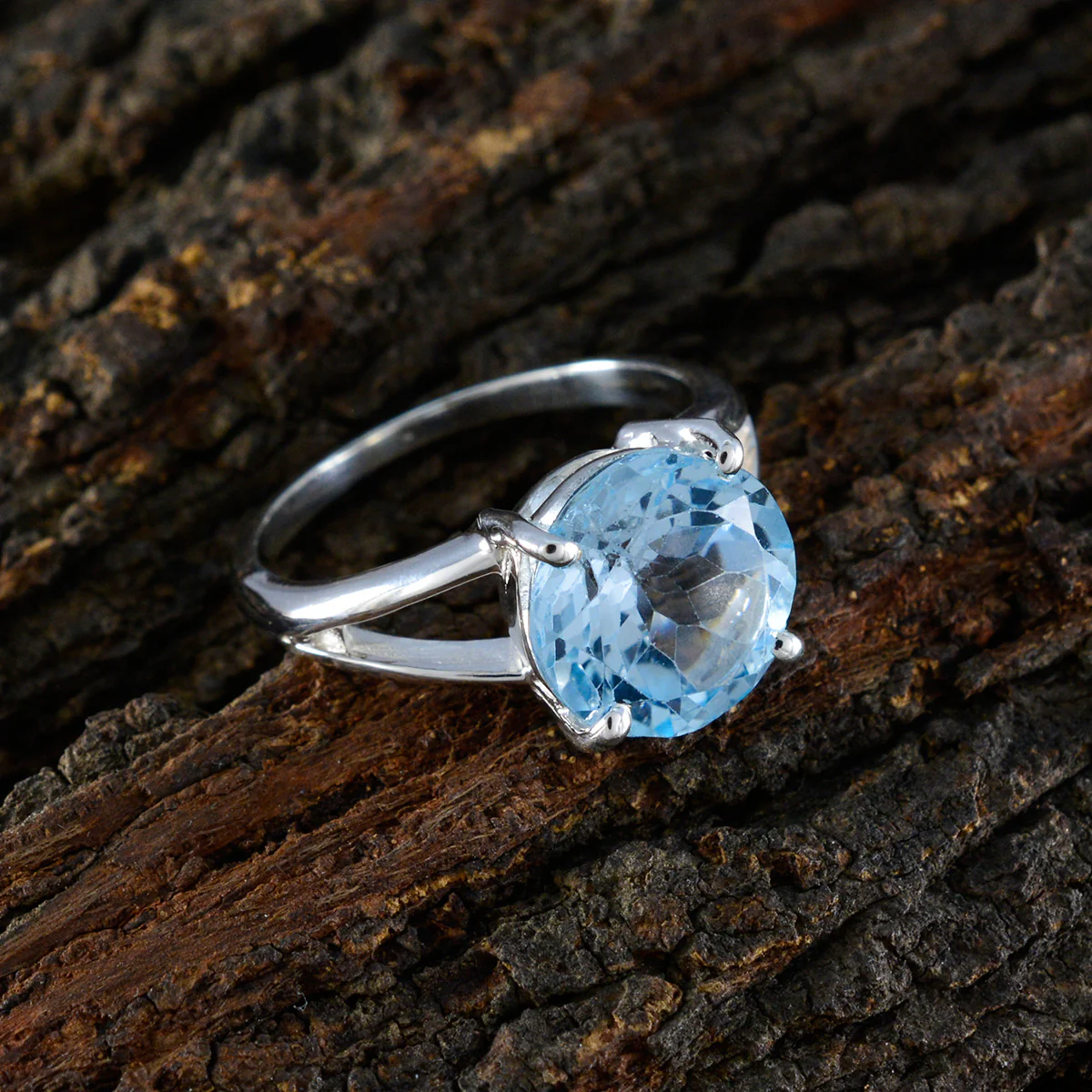 Blue Topaz Solitaire Indian Silver Blue Gemstone Featherlight Fairytale Ring Jewellery - Image 3