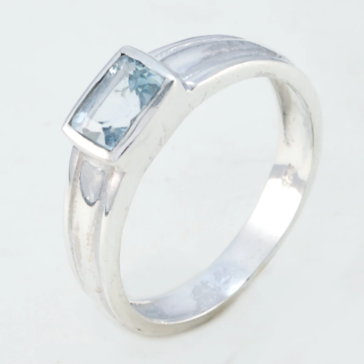Blue Topaz Solitaire Japanese 925 Sterling Silver Blue Gemstone Whisper-thin Trendy Ring Jewelry - Image 2