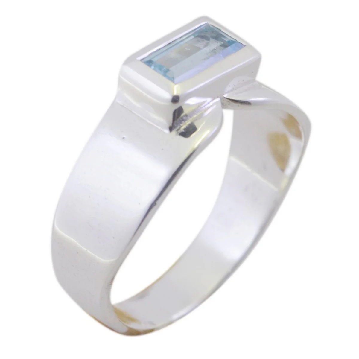Blue Topaz Solitaire Japanese Silver Blue Gemstones Whisper-thin Sophisticated Ring Jewelry - Image 2