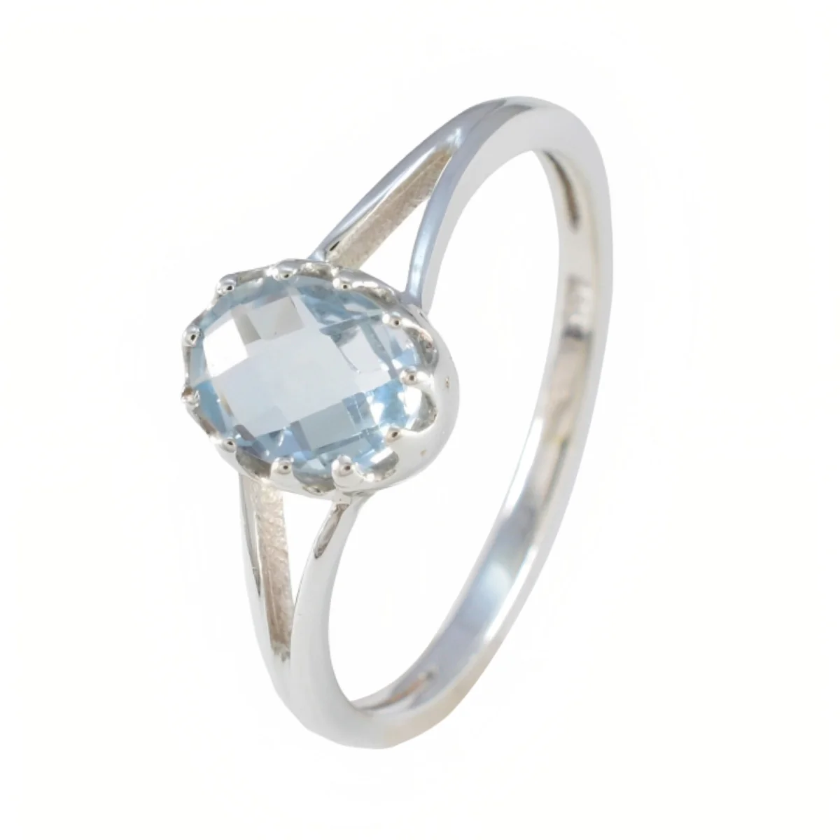 Blue Topaz Solitaire Japanese Sterling Silver Blue Gems Dainty Contemporary Ring Jewellery - Image 2