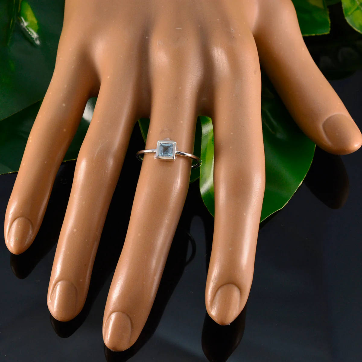 Blue Topaz Solitaire Japanese Sterling Silver Blue Gemstone Elegant Glamorous Ring Jewelry - Image 5