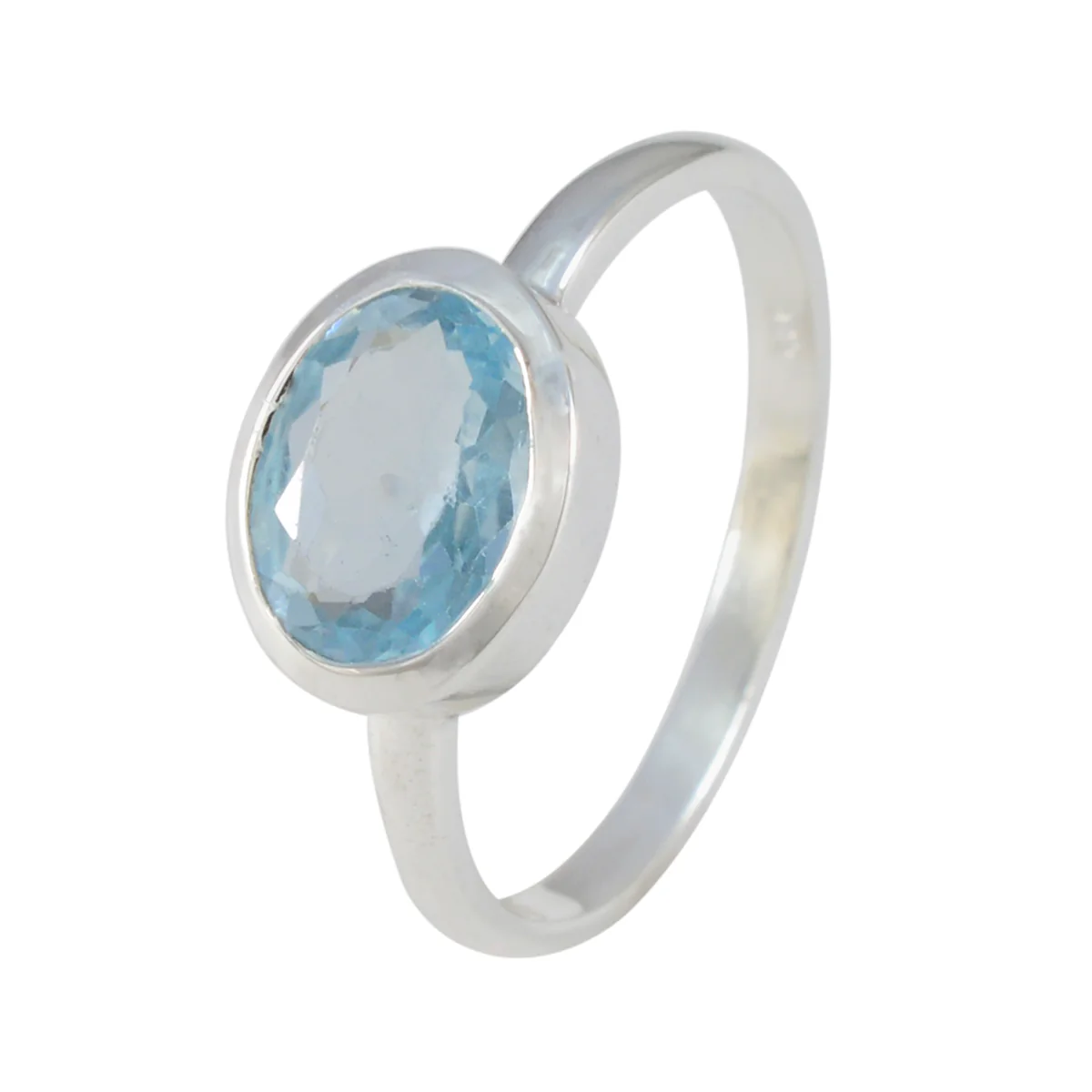 Blue Topaz Solitaire Korean 92.5 Silver Blue Gems Dainty Modern Ring Jewellery - Image 2