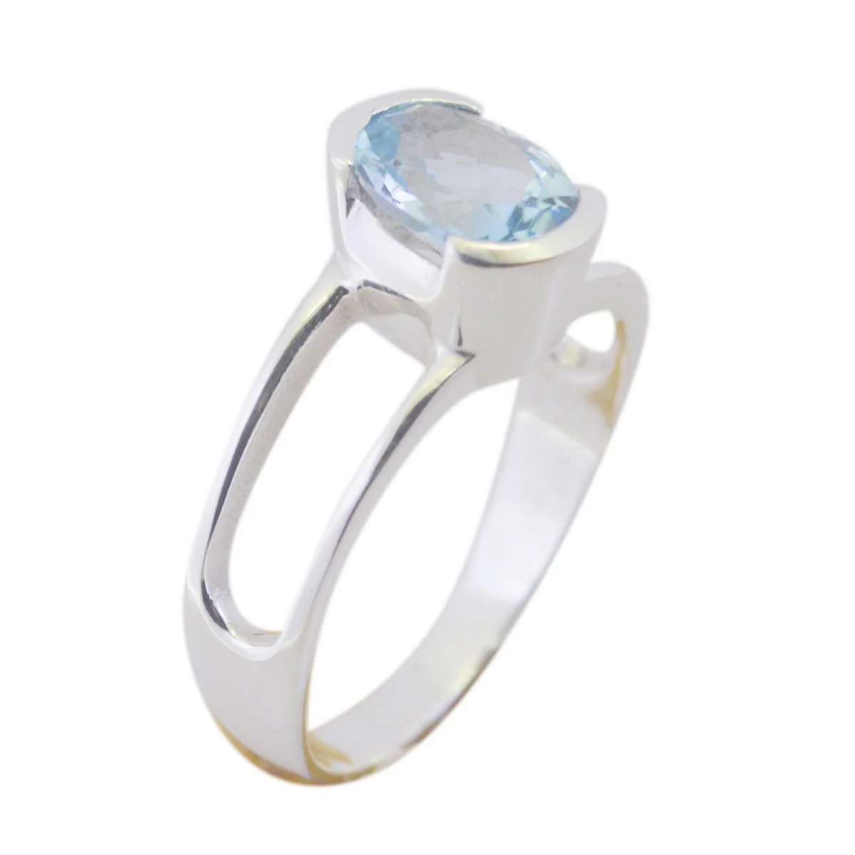 Blue Topaz Solitaire Korean 92.5 Silver Blue Gems Delicate Fairytale Ring Jewelry - Image 2