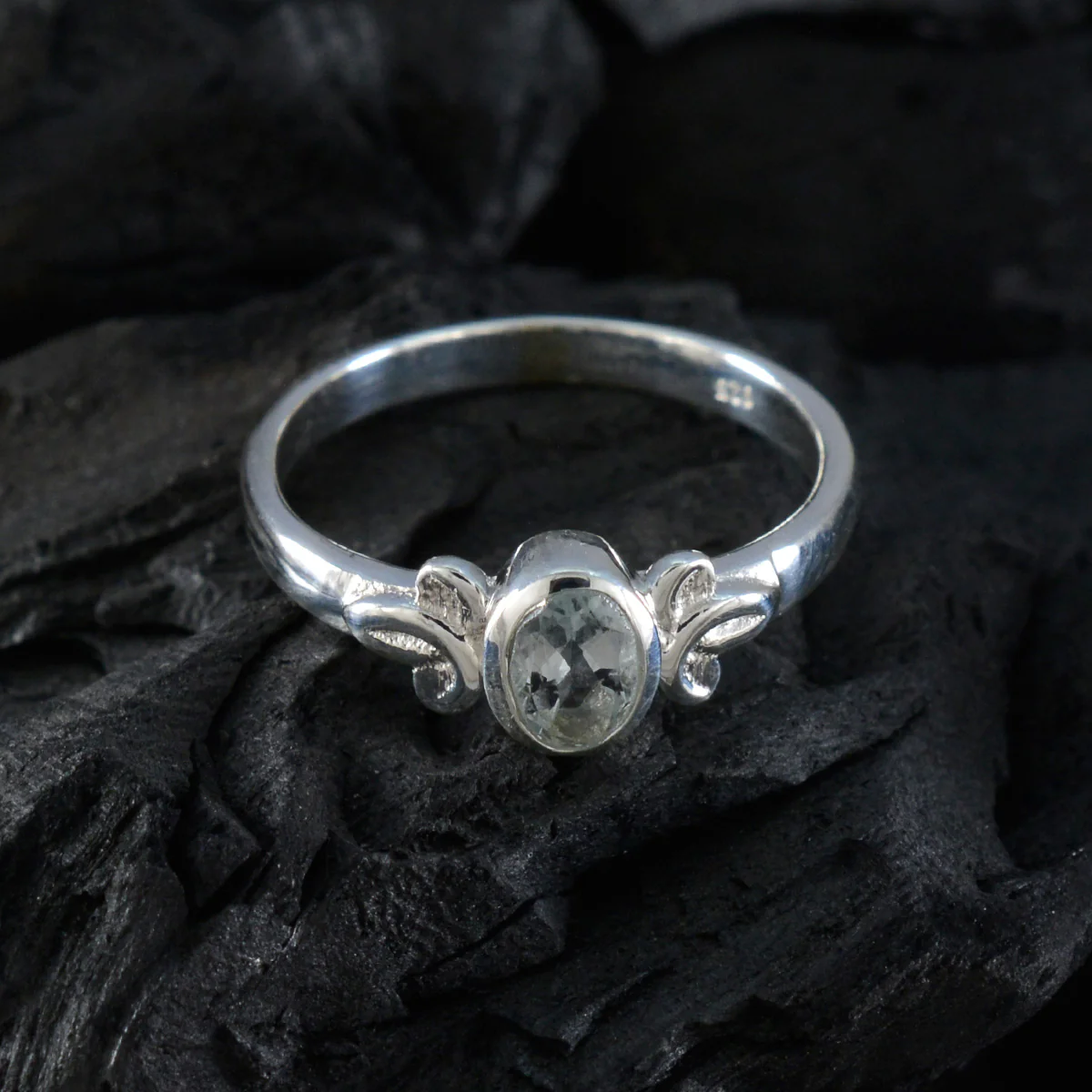 Blue Topaz Solitaire Korean 92.5 Silver Blue Gemstone Dainty Modern Ring Jewelry - Image 4