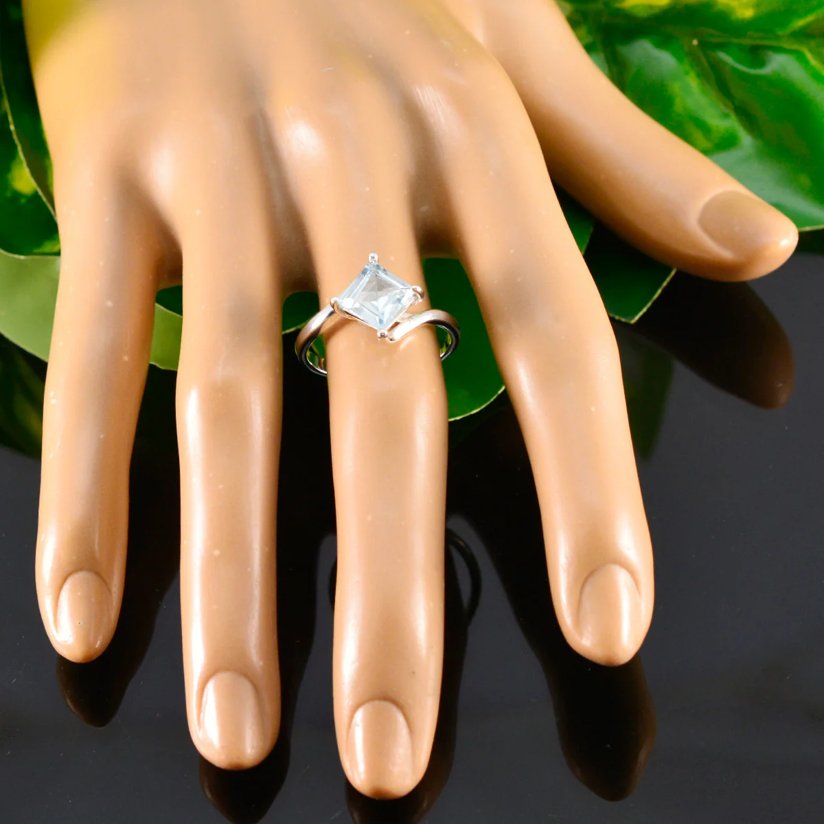 Blue Topaz Solitaire Korean Silver Blue Gemstones Whisper-thin Trendy Ring Jewellery - Image 5