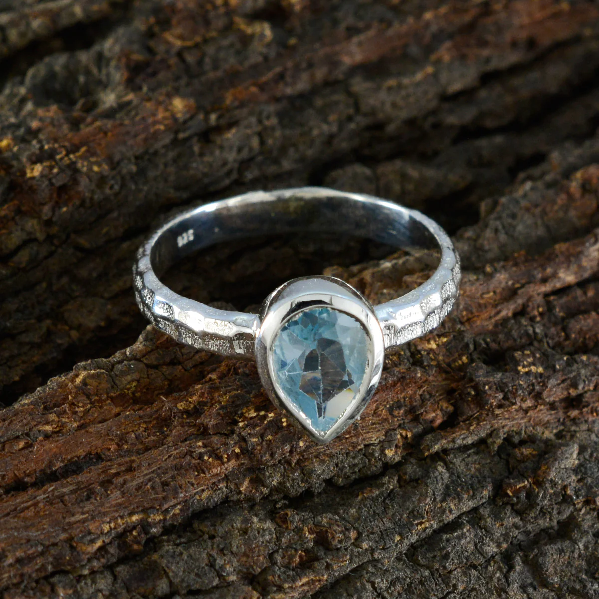 Blue Topaz Solitaire Moroccan Sterling Silver Blue Gemstones Featherlight Fairytale Ring Jewelry - Image 3