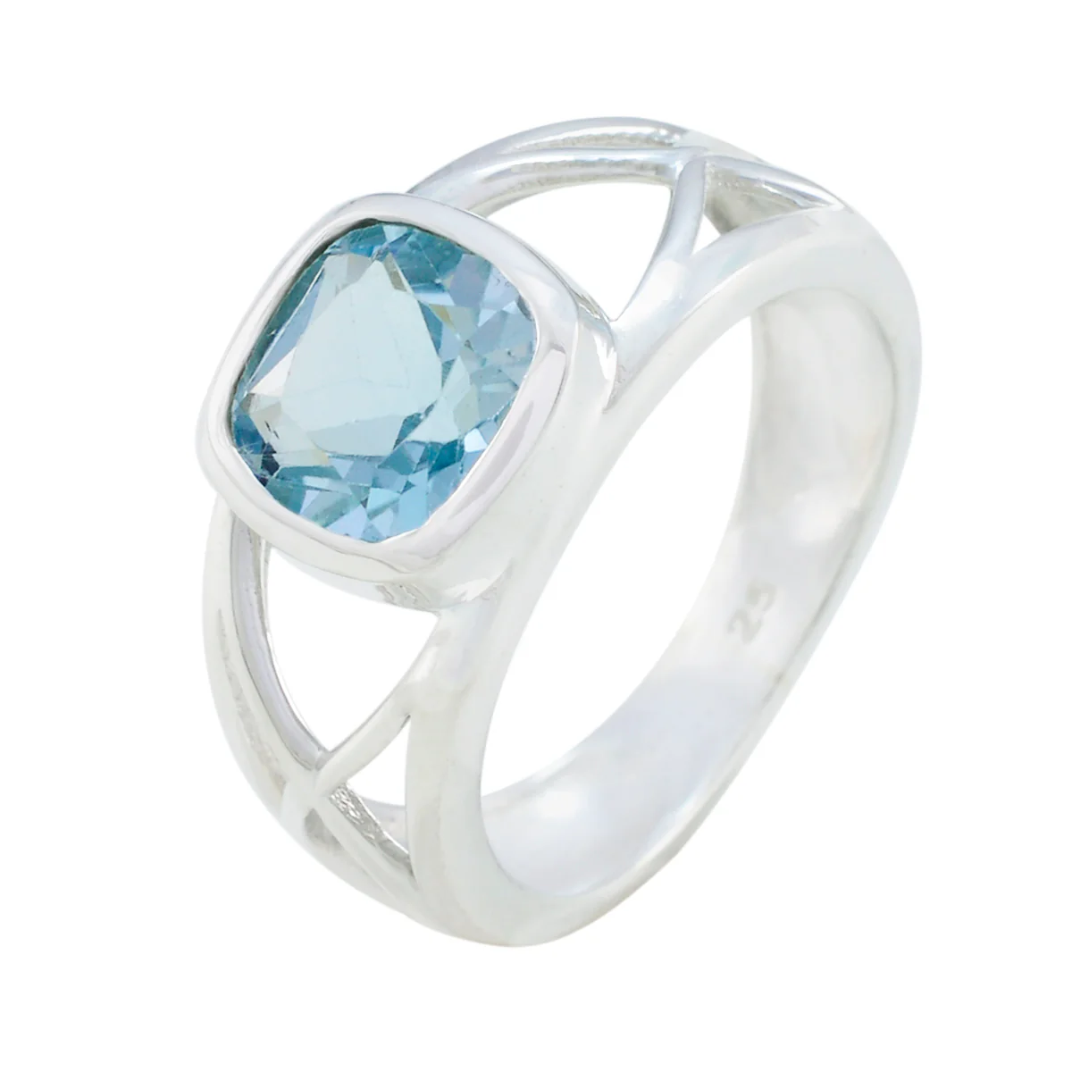 Blue Topaz Solitaire Russian 92.5 Silver Blue Gemstone Tiny Trendy Ring Jewelry - Image 2