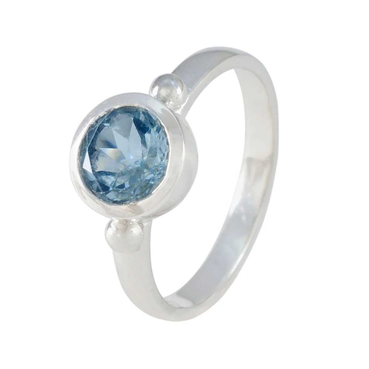 Blue Topaz Solitaire Russian 92.5 Silver Blue Gemstones Slim Fairytale Ring Jewellery - Image 2
