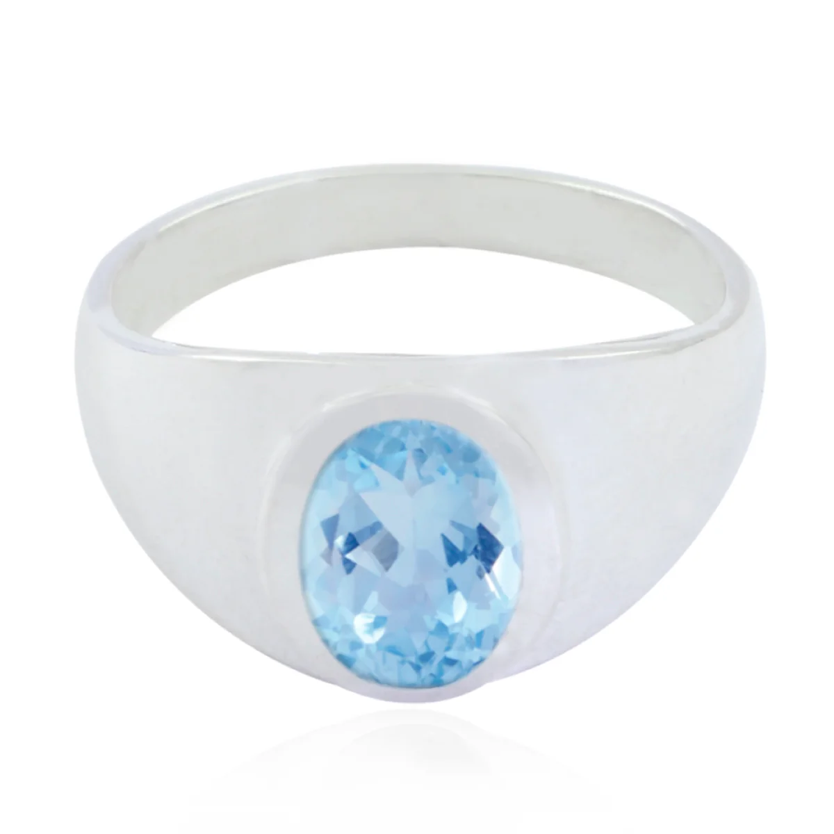 Blue Topaz Solitaire Russian 925 Sterling Silver Blue Gemstone Tiny Ethnic Ring Jewellery