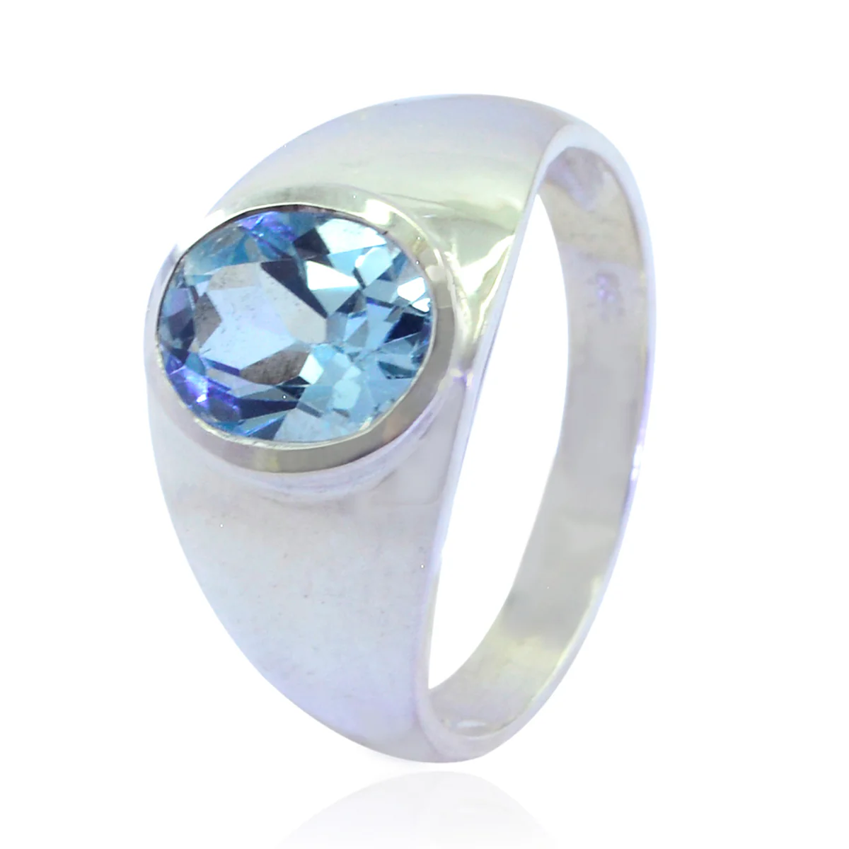 Blue Topaz Solitaire Russian 925 Sterling Silver Blue Gemstone Tiny Ethnic Ring Jewellery - Image 3