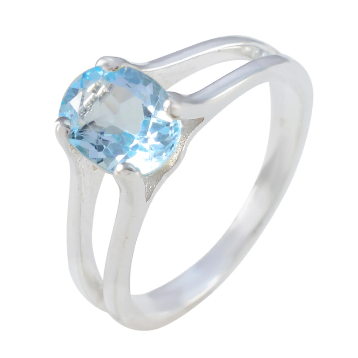 Blue Topaz Solitaire Russian Silver Blue Gemstones Slim Artisan Ring Jewellery - Image 2
