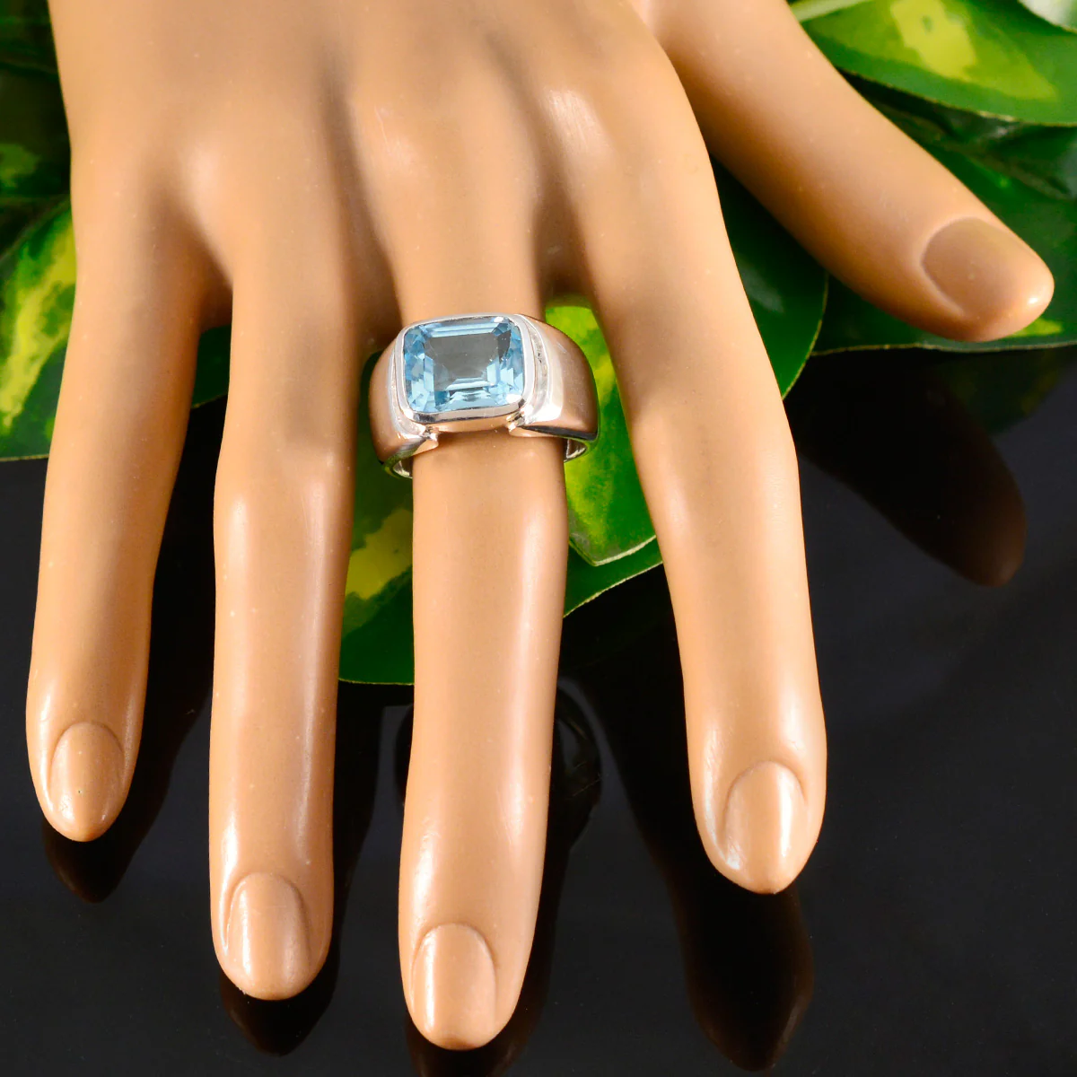 Blue Topaz Solitaire Russian Sterling Silver Blue Gemstones Essential Trendy Ring Jewellery - Image 5