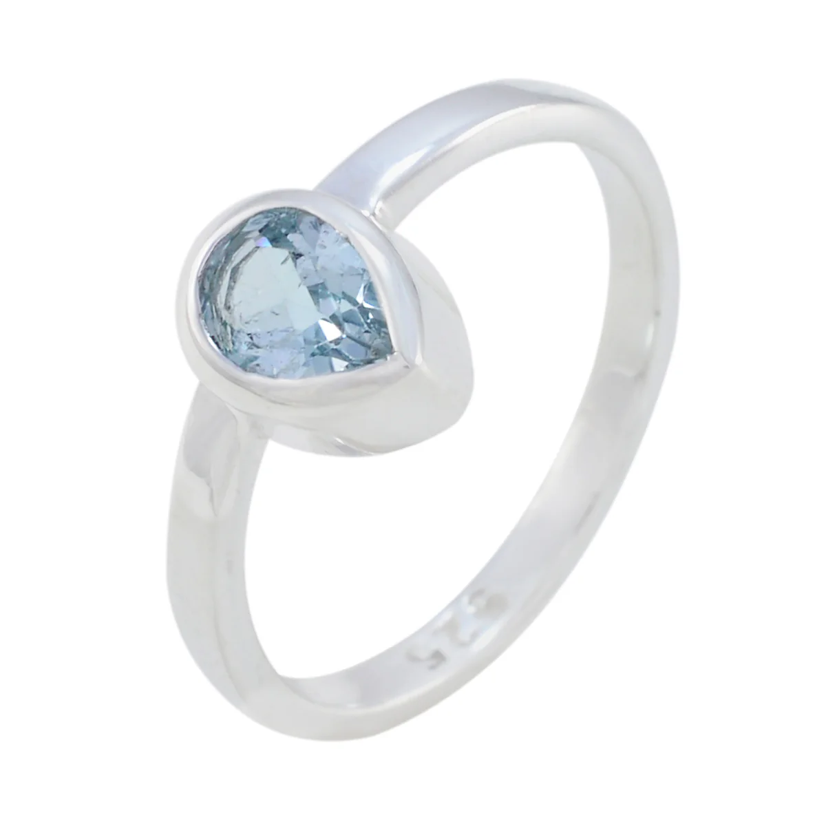 Blue Topaz Solitaire Turkish Silver Blue Gemstone Dainty Promise Ring Jewelry - Image 2