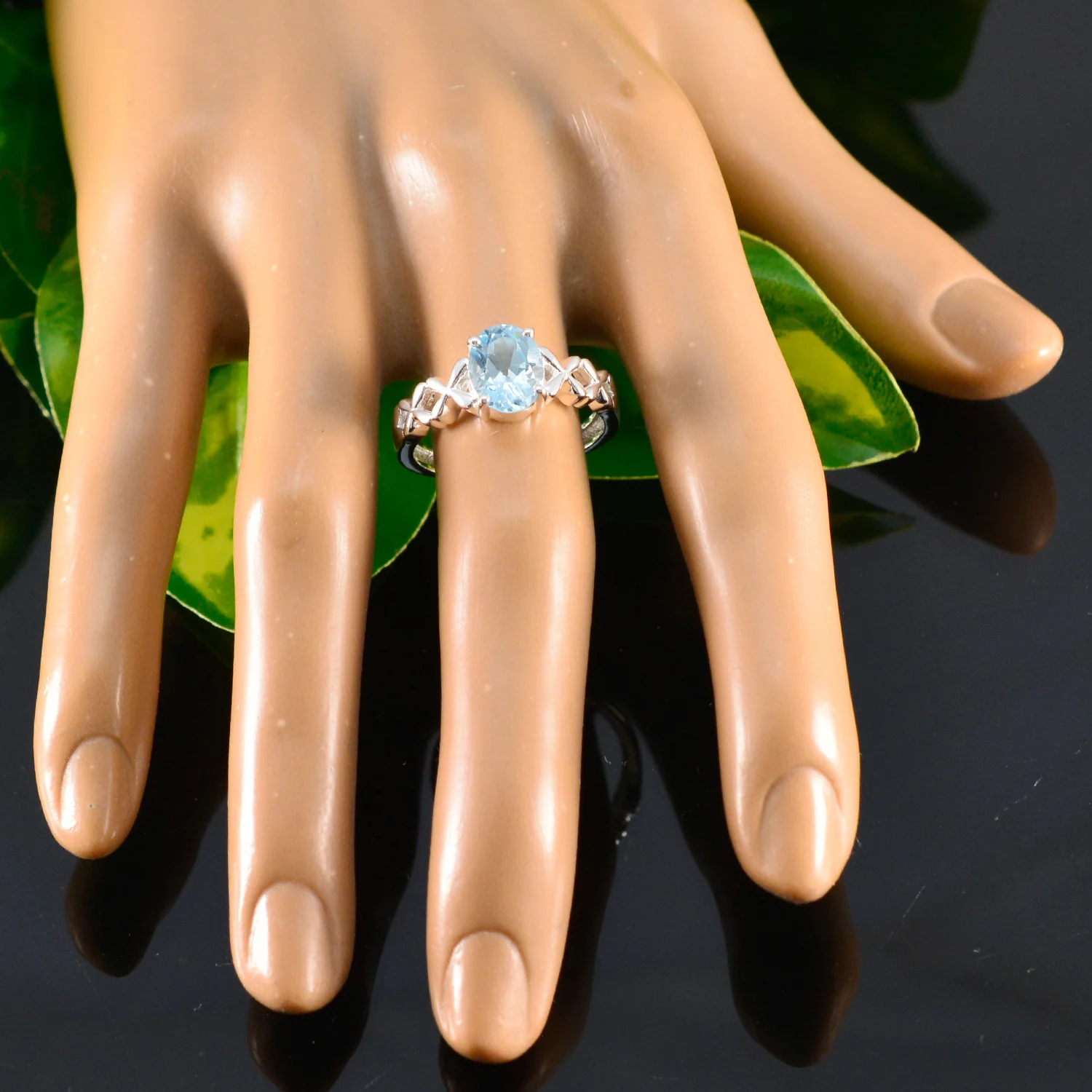 Blue Topaz Solitaire Turkish Sterling Silver Blue Gemstone Whisper-thin Twist Ring Jewellery - Image 6