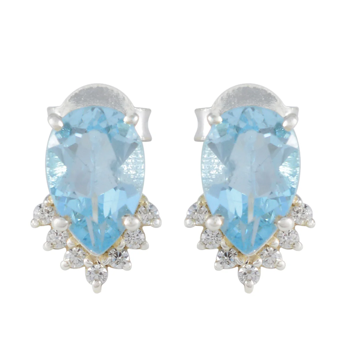 Blue Topaz Spanish Ying multiple Stud Blue 925 Silver Earring