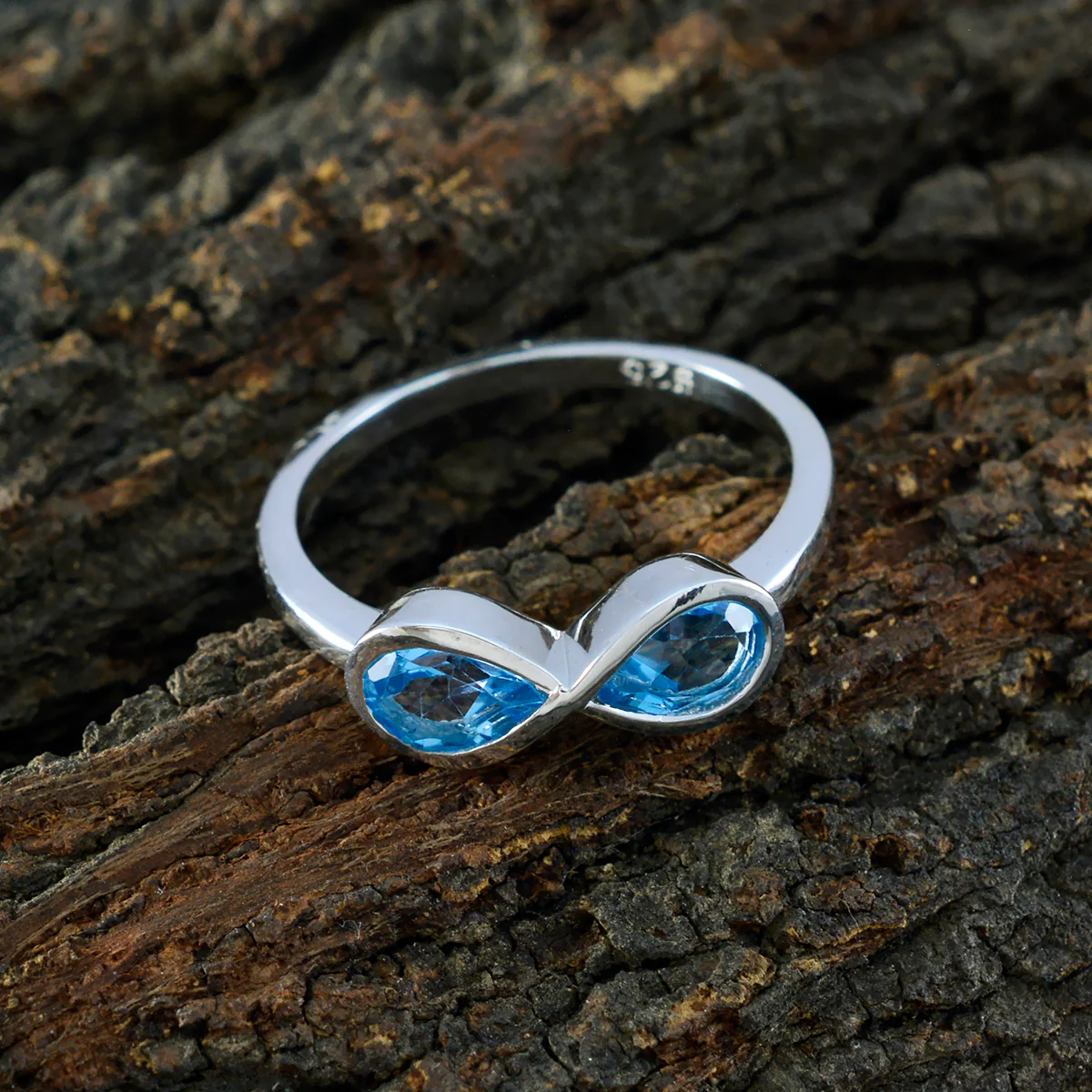 Blue Topaz Toi et Moi Turkish 92.5 Silver Blue Gemstone Dainty Boho Ring Jewellery - Image 3
