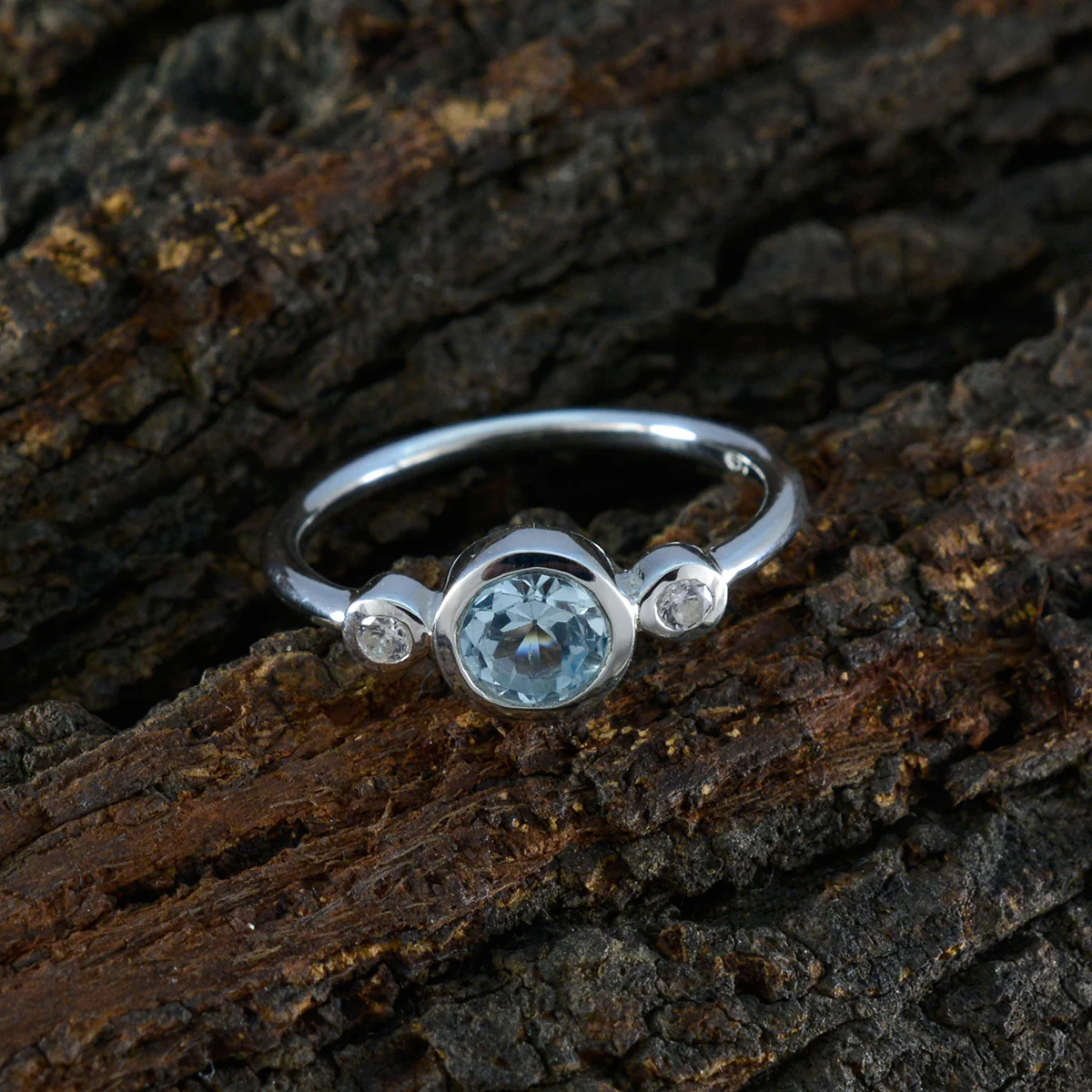 Blue Topaz Trilogy Japanese 925 Sterling Silver Blue Gems Elegant  Glamorous Ring Jewellery - Image 3