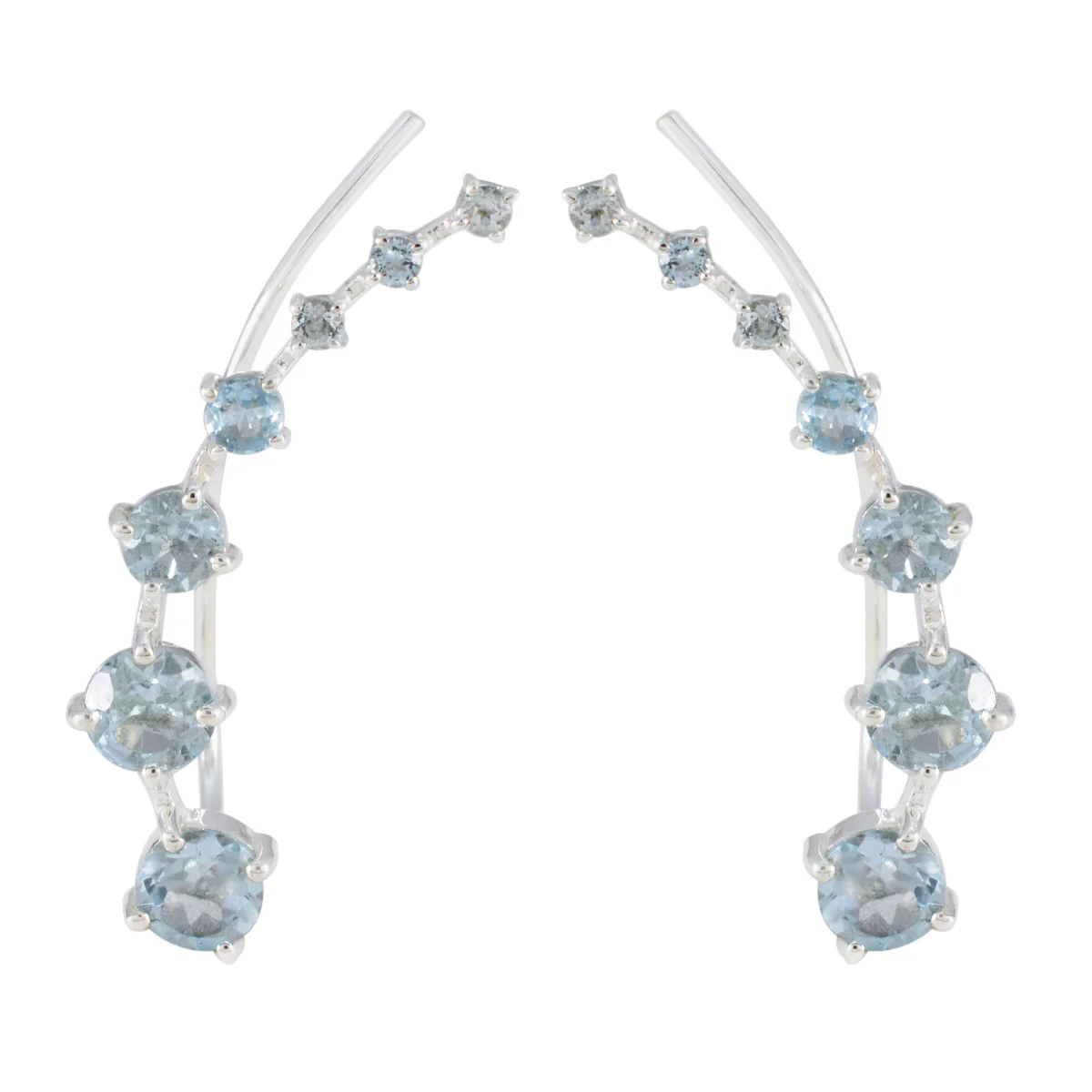 Blue Topaz Turkish Nari multiple EarCuff Blue 925 Sterling Silver Earring