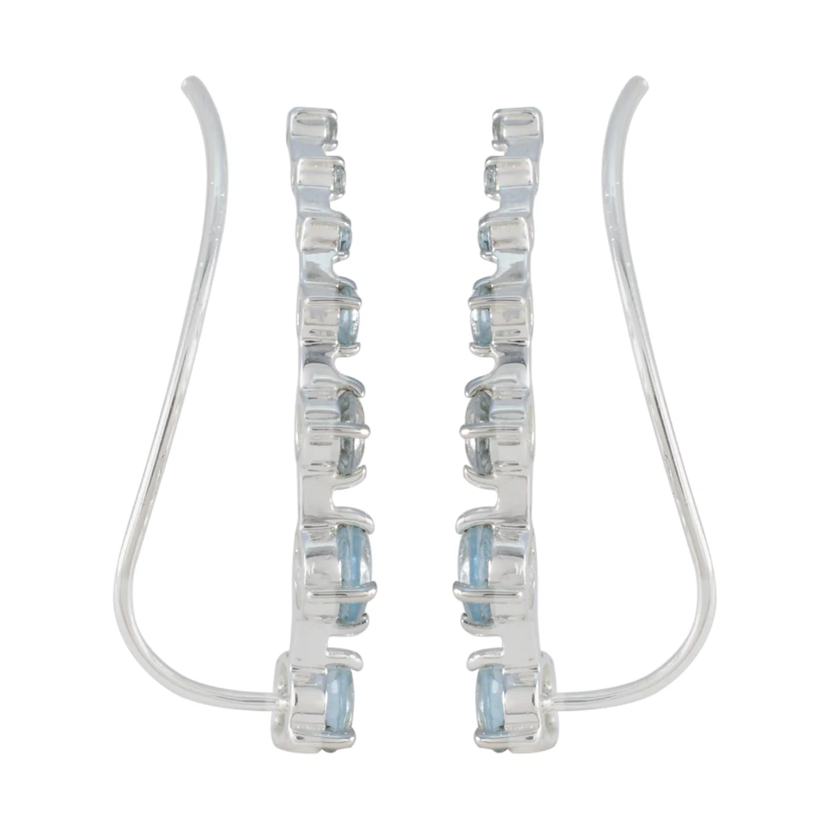 Blue Topaz Turkish Nari multiple EarCuff Blue 925 Sterling Silver Earring - Image 2