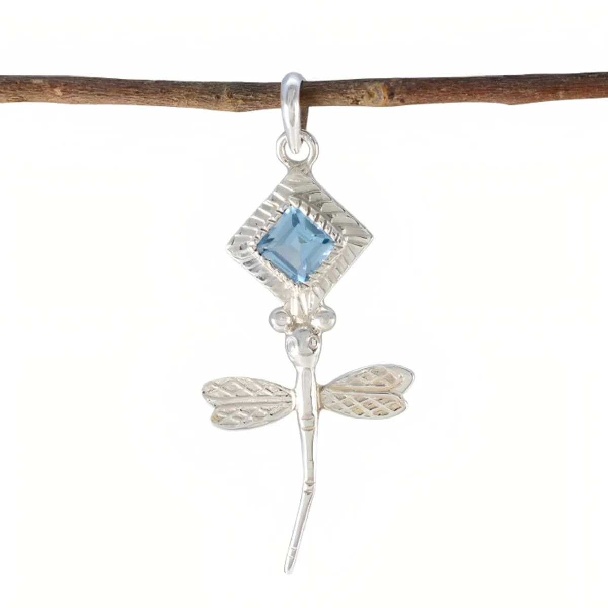 Blue Topaz Whisper-thin Latin American Silver Solitaire Ellie Sophisticated Blue Pendant Jewelry