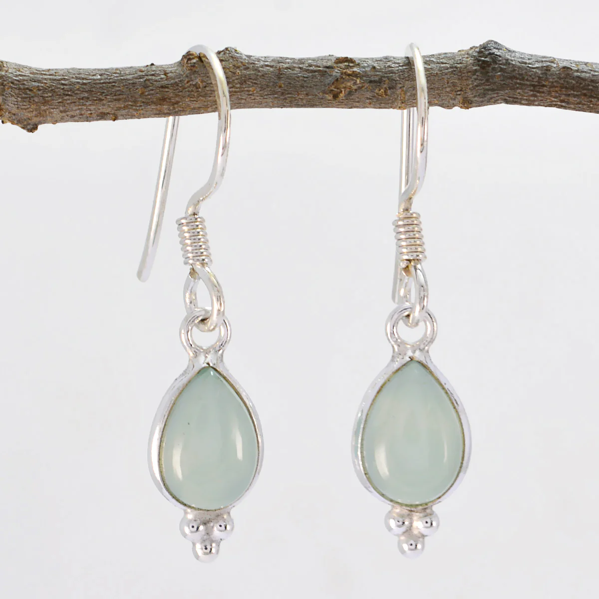 Chalcedony Korean Ivana multiple Dangle Blue 925 Sterling Silver Earring - Image 3
