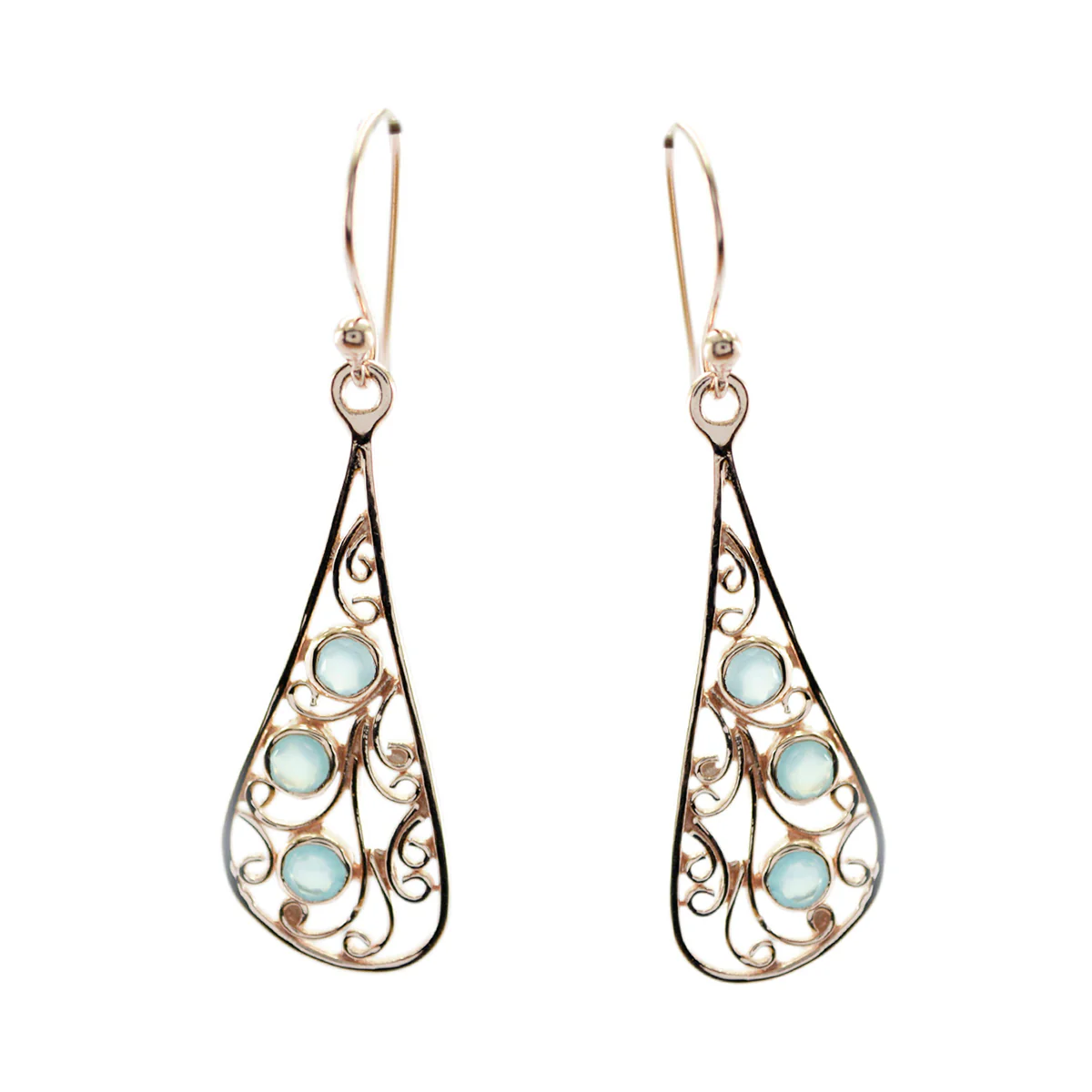 Chalcedony Latin American Claire multiple Dangle Blue 925 Silver Earring