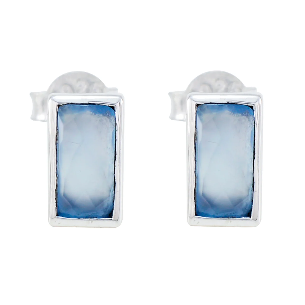 Chalcedony Mexican Ivana Solitaire Stud Blue 925 Sterling Silver Earring