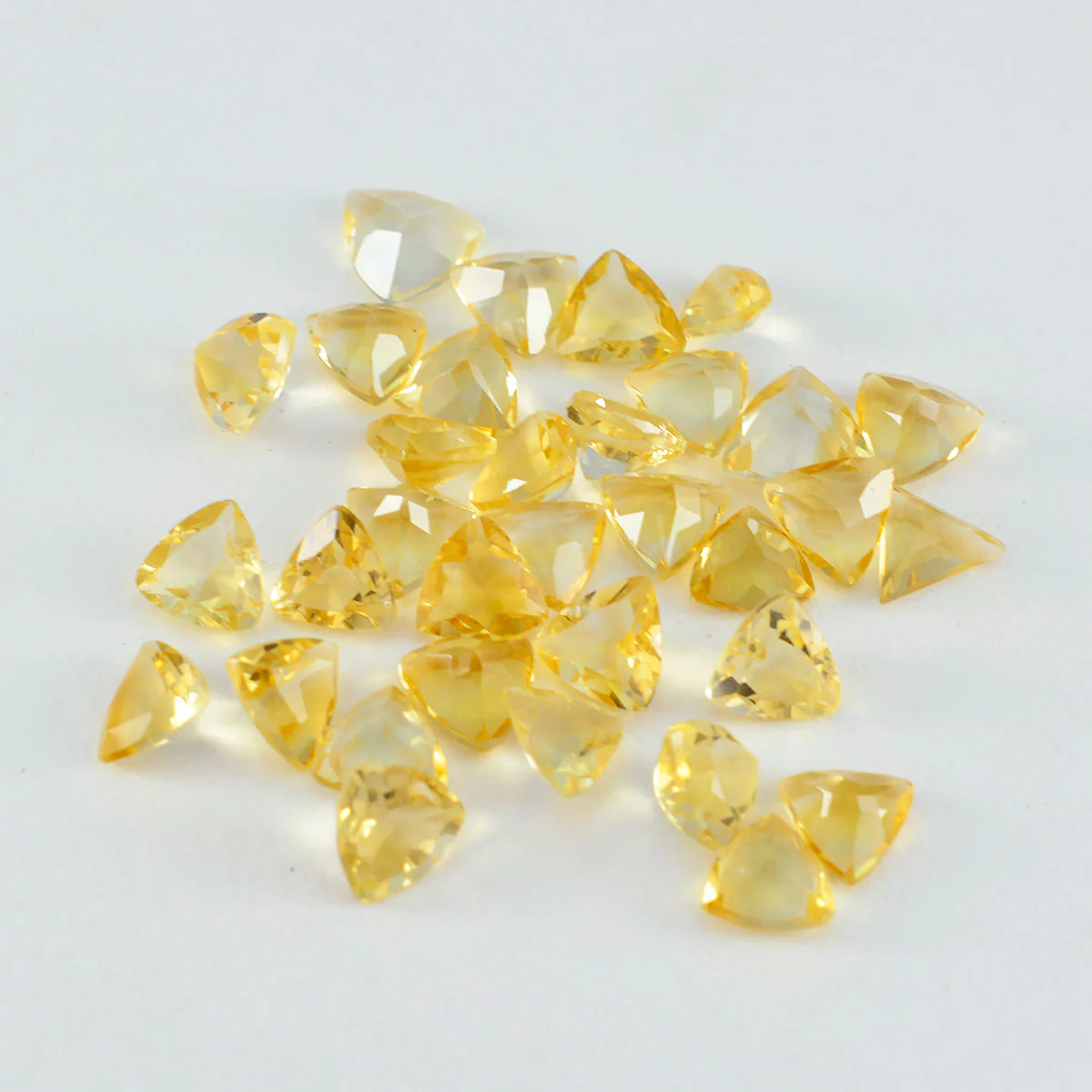 Citrine 10PC Tiny 4x4 MM Triangle Faceted Yellow Brilliant Semi Precious Loose Gemstones - Image 2
