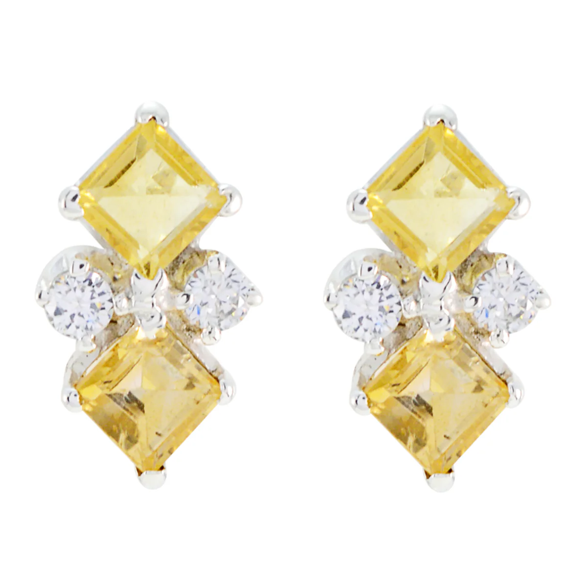 Citrine African Amanda multiple Stud Yellow Silver Earring