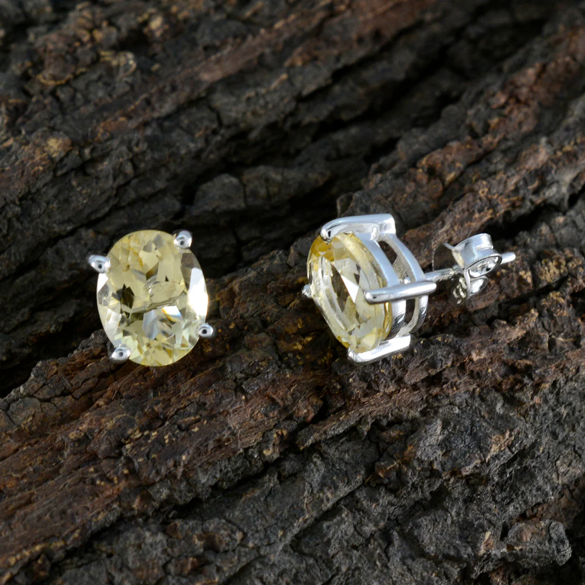 Citrine African Skylar Solitaire Stud Yellow 92.5 Silver Earring - Image 3
