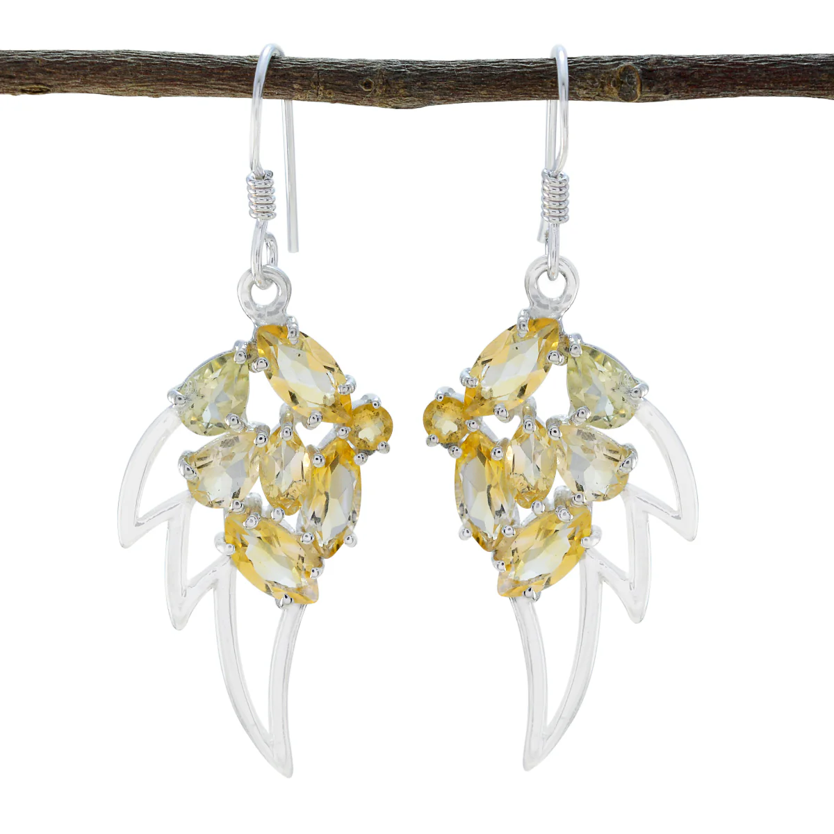 Citrine American Victoria multiple Dangle Yellow 925 Silver Earring