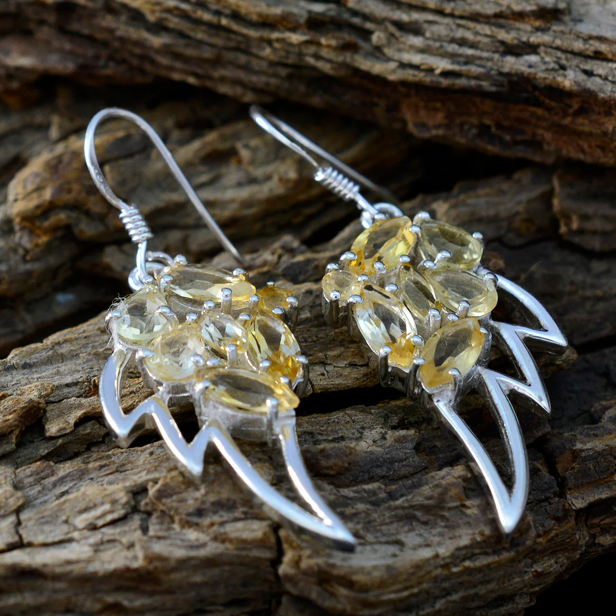 Citrine American Victoria multiple Dangle Yellow 925 Silver Earring - Image 3