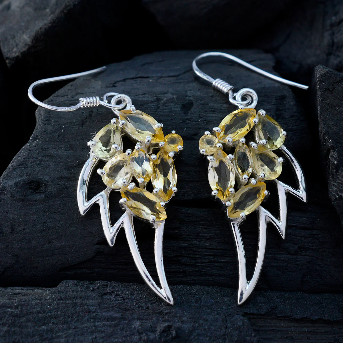 Citrine American Victoria multiple Dangle Yellow 925 Silver Earring - Image 4