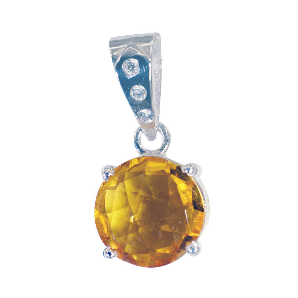 Citrine Dainty French Silver Solitaire Victoria Contemporary Yellow Pendant Jewelry
