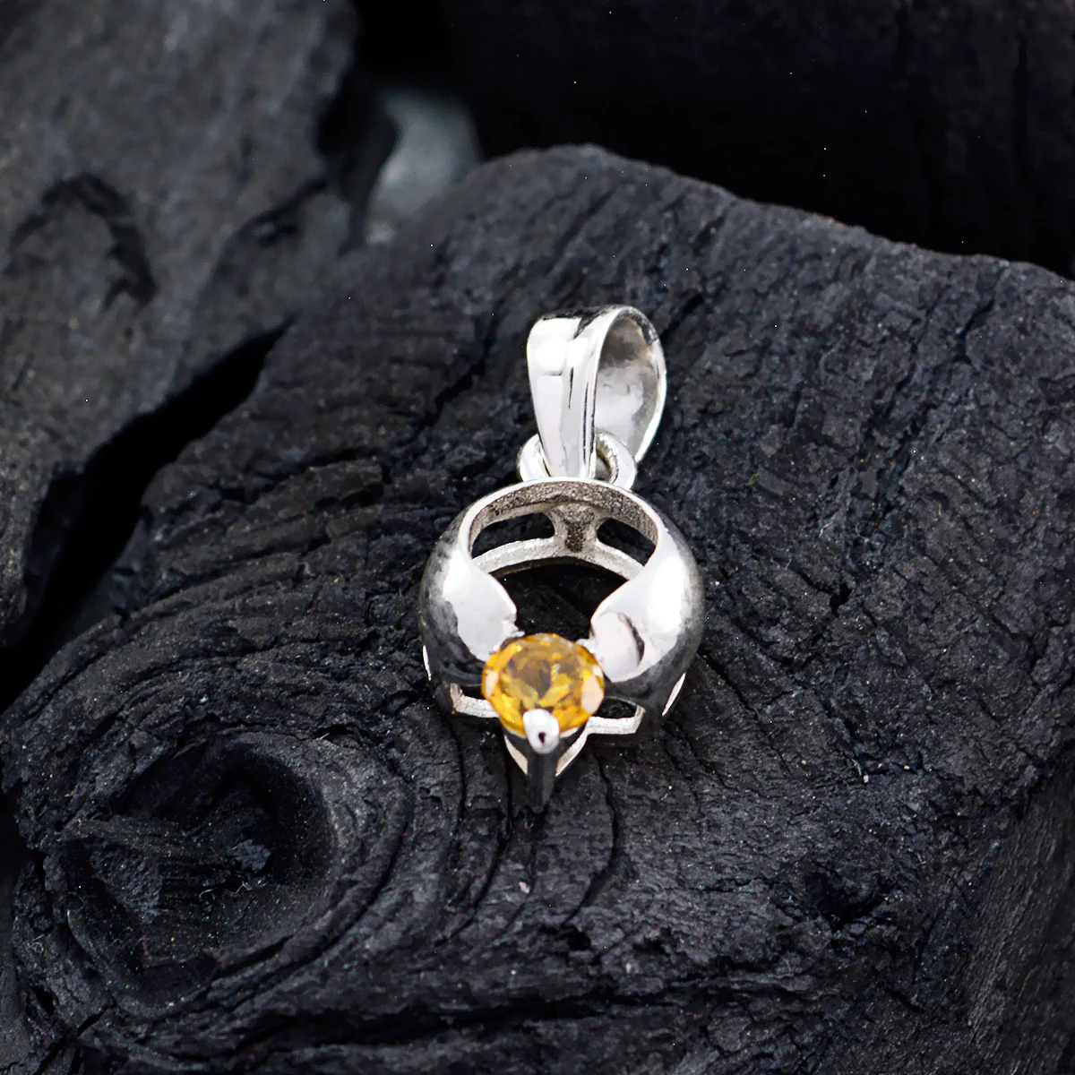 Citrine Dainty Italian Sterling Silver Solitaire Stella Fairytale Yellow Pendant Jewellery - Image 3