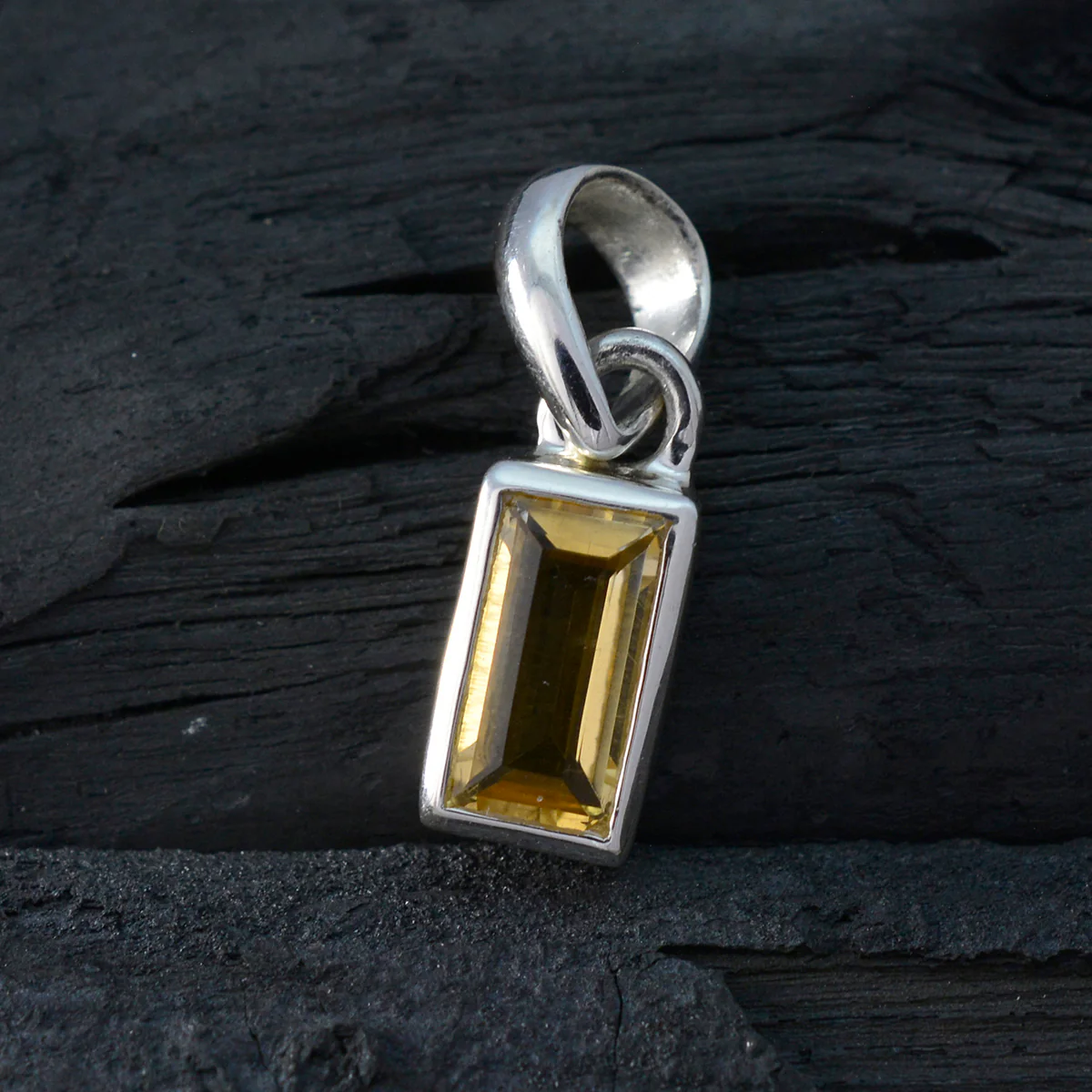 Citrine Delicate French Sterling Silver Solitaire Skylar Cocktail Yellow Pendant Jewellery - Image 3