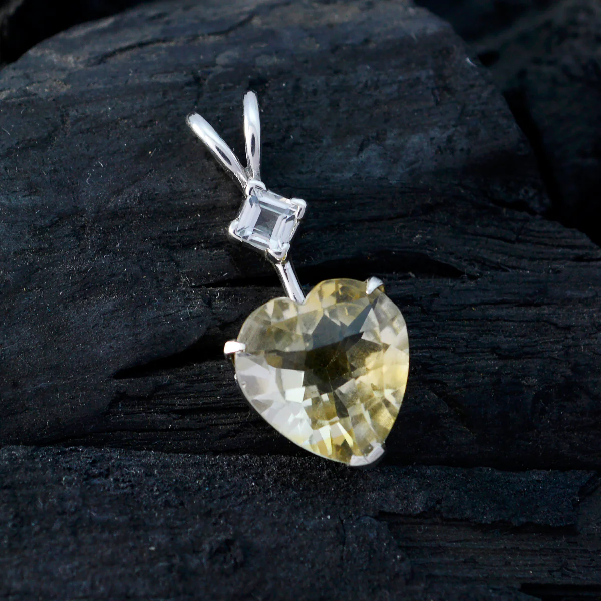 Citrine Delicate Turkish Silver Toi et Moi Yasmin valentine Yellow Pendant Jewelry - Image 3