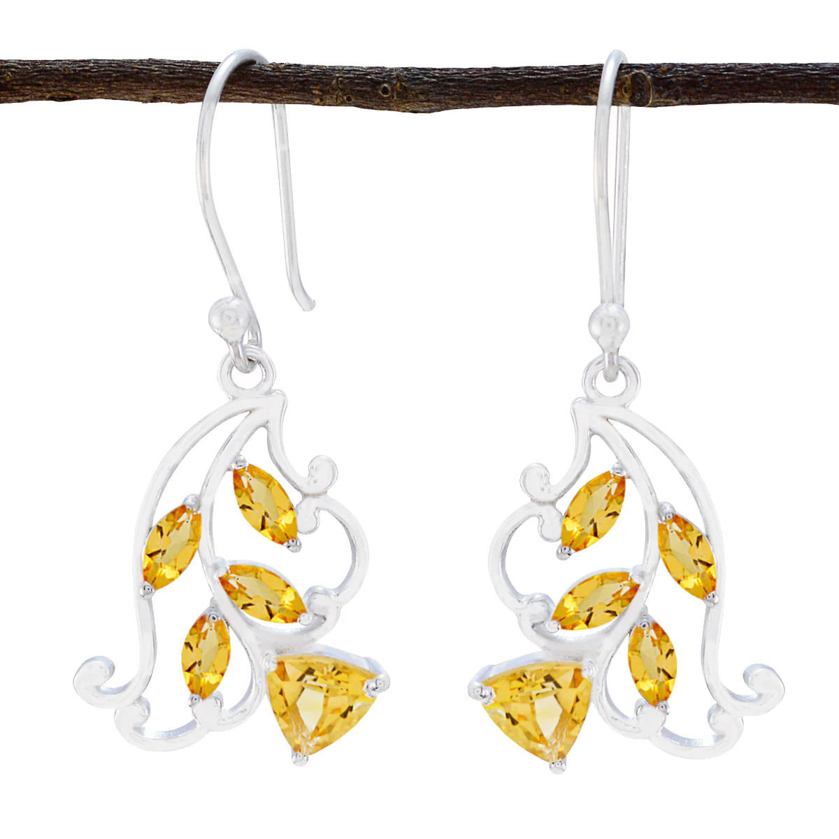 Citrine Egyptian Isabelle multiple Dangle Yellow 925 Silver Earring