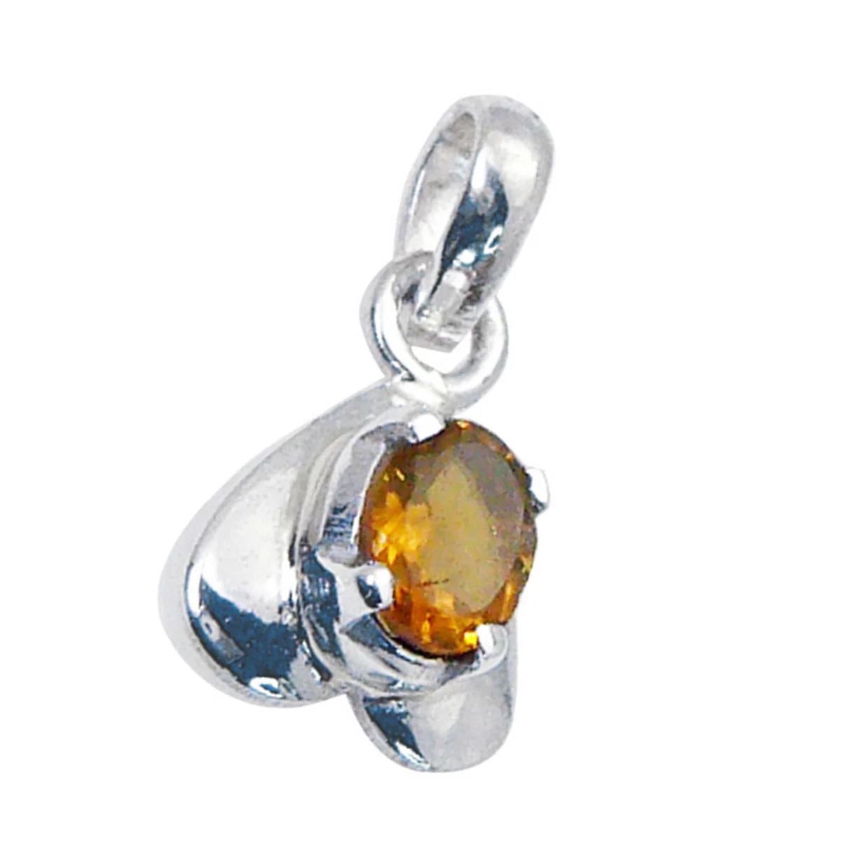 Citrine Featherlight Italian 925 Silver Solitaire Teresa Heart Yellow Pendant Jewelry - Image 3
