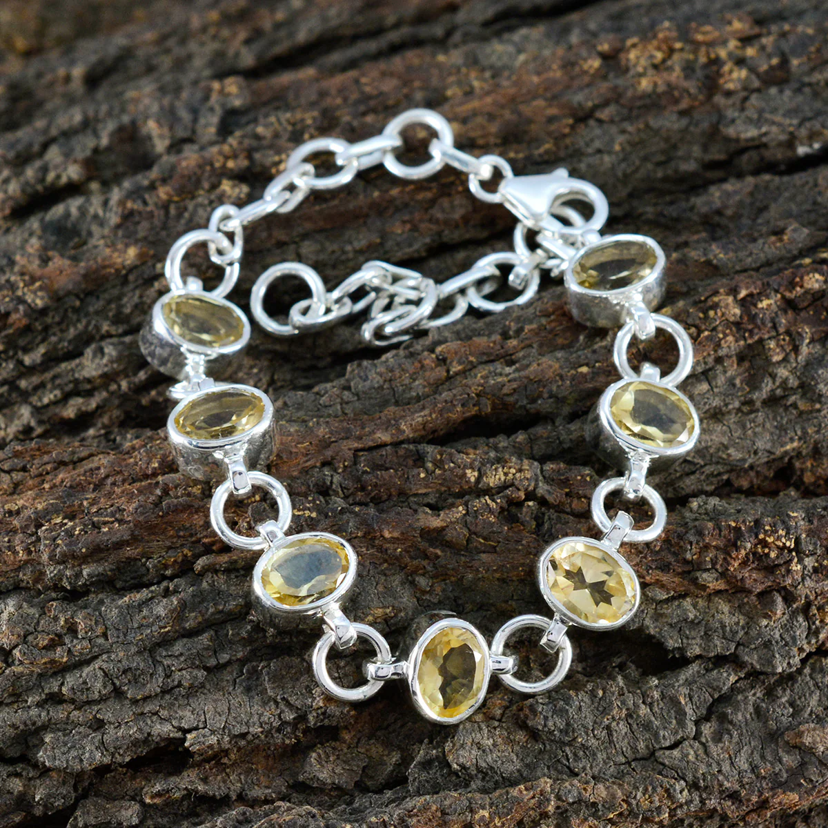 Citrine Gala Tiny Yellow Sterling Silver Links Bracelet - Image 4