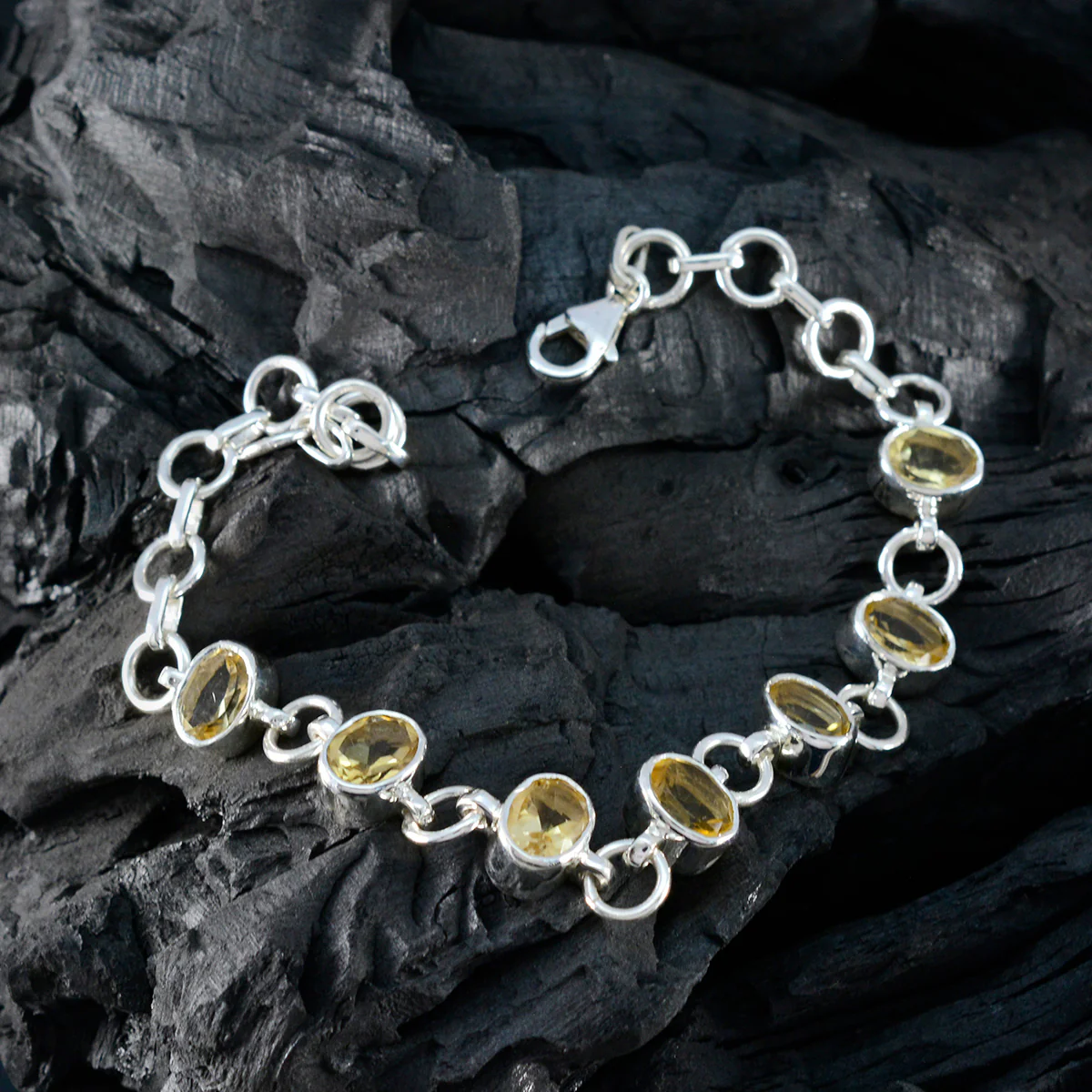 Citrine Gala Tiny Yellow Sterling Silver Links Bracelet - Image 5
