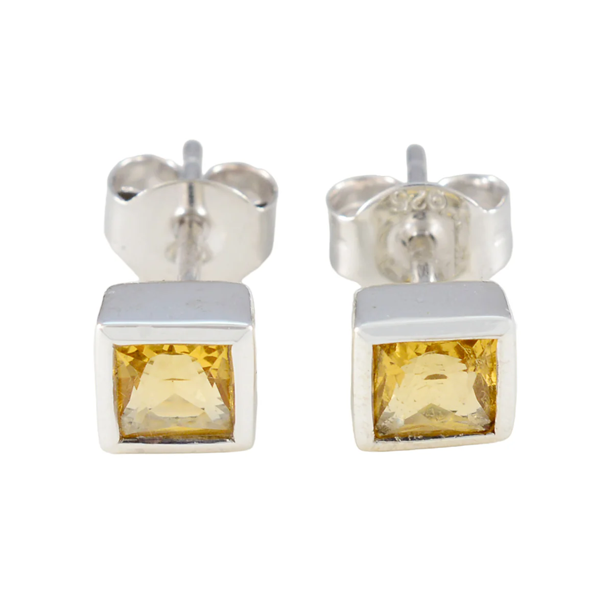 Citrine German Joaquina Solitaire Stud Yellow 92.5 Silver Earring