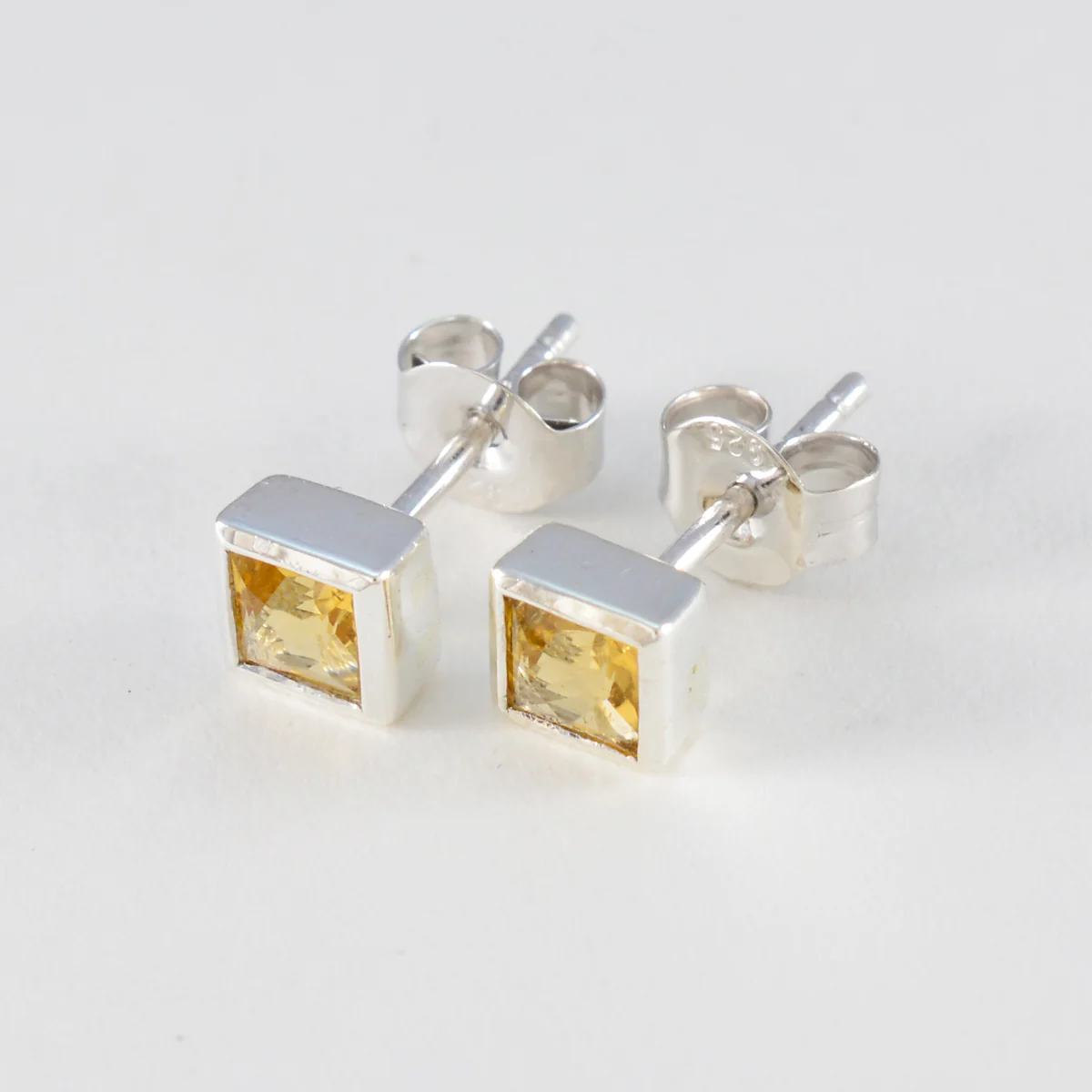 Citrine German Joaquina Solitaire Stud Yellow 92.5 Silver Earring - Image 3