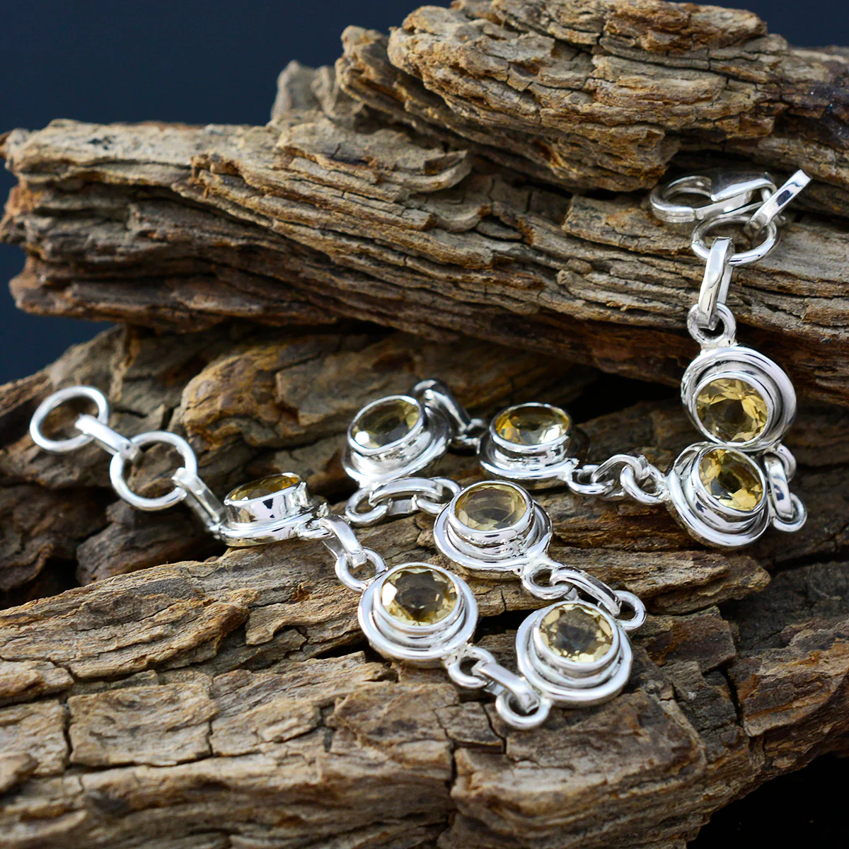 Citrine Giving Tuesday Featherlight Yellow Silver Links Bracelet - Image 3