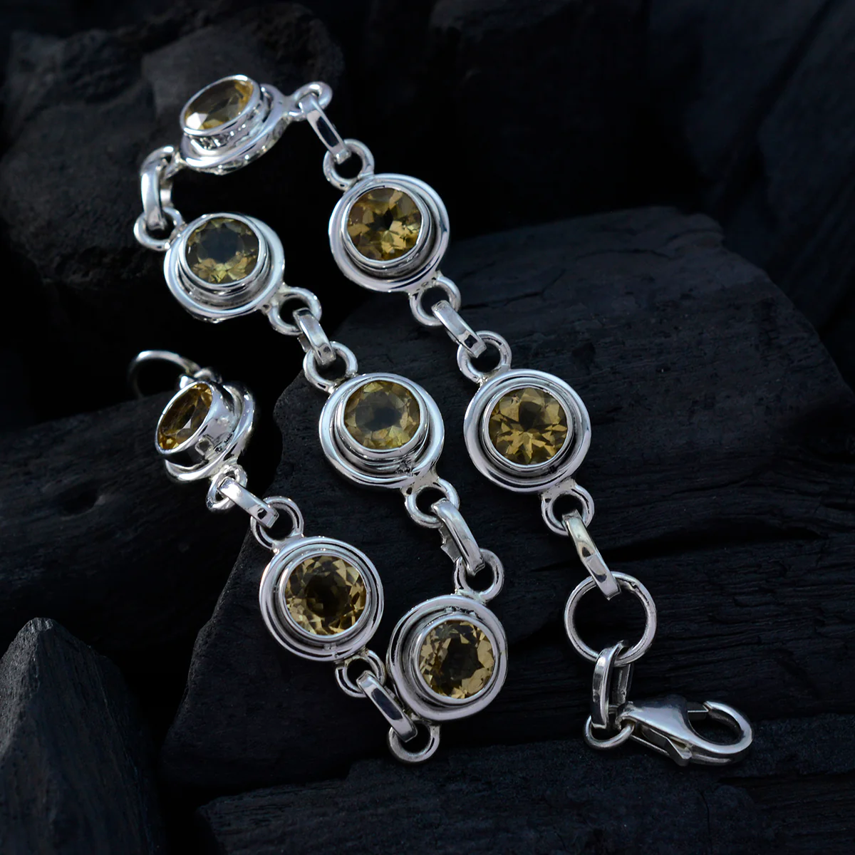 Citrine Giving Tuesday Featherlight Yellow Silver Links Bracelet - Image 4