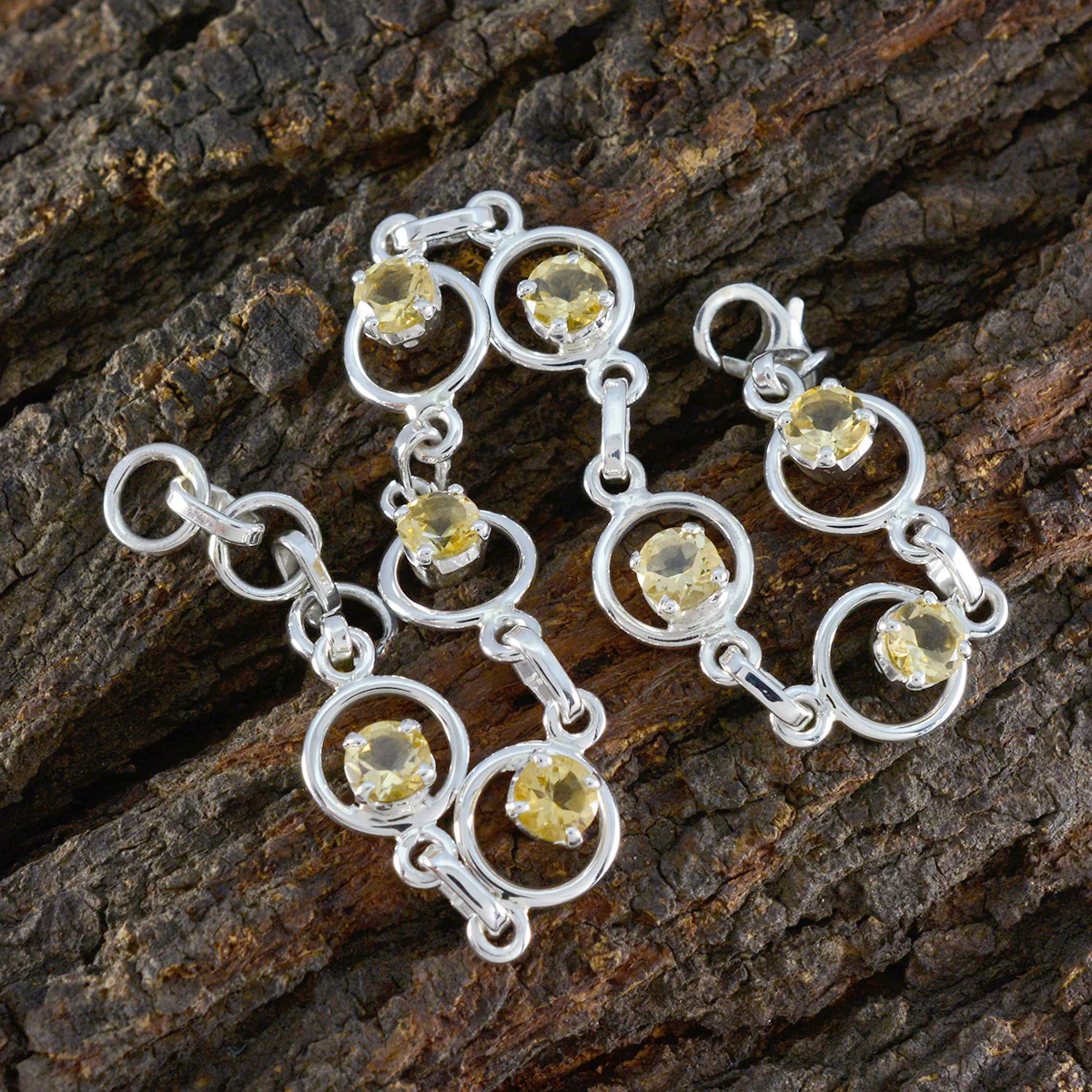 Citrine Glam Whisper-thin Yellow Sterling Silver Links Bracelet - Image 3