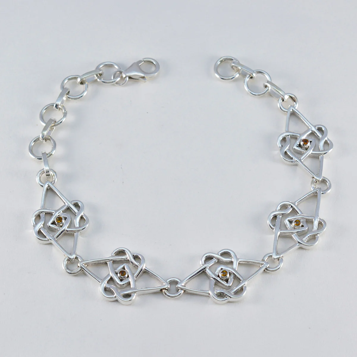 Citrine Glamour Featherlight Yellow 925 Silver Links Bracelet - Image 2